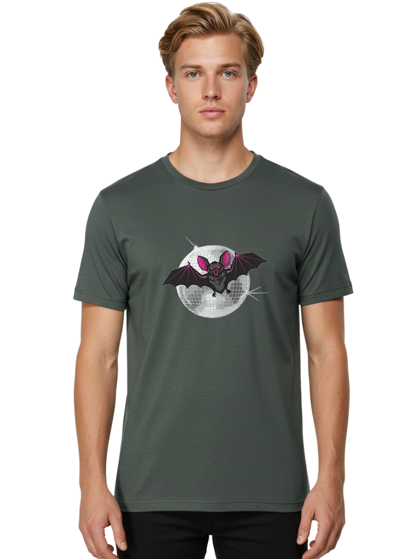 Bat-Disco-Ball-3 Men'S Graphic Tee, 100% Cotton, Comfortable Casual Summer Wear, Machine Washable, Vintage Camera, Old Camera, Antique Camera, Black Camera, Classic Photography, Photography Equipment, Nostalgic Device, Film Camera, Camera Art Baf689