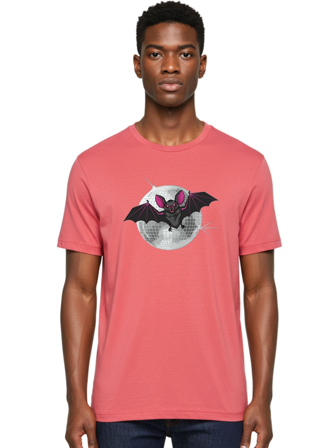 Bat-Disco-Ball-3 Men'S Graphic Tee, 100% Cotton, Comfortable Casual Summer Wear, Machine Washable, Vintage Camera, Old Camera, Antique Camera, Black Camera, Classic Photography, Photography Equipment, Nostalgic Device, Film Camera, Camera Art Baf689