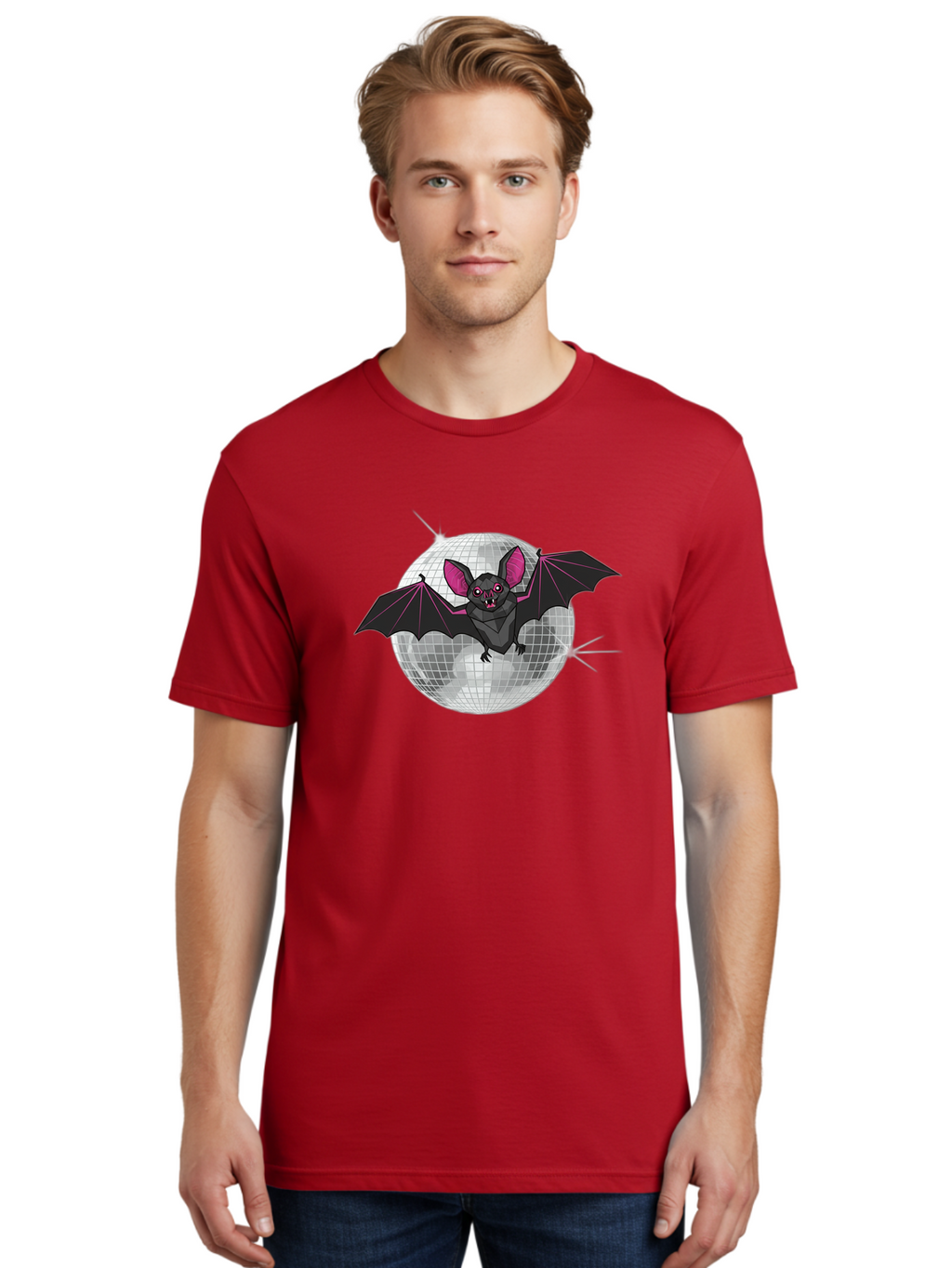 Bat-Disco-Ball-3 Men'S Graphic Tee, 100% Cotton, Comfortable Casual Summer Wear, Machine Washable, Vintage Camera, Old Camera, Antique Camera, Black Camera, Classic Photography, Photography Equipment, Nostalgic Device, Film Camera, Camera Art Baf689