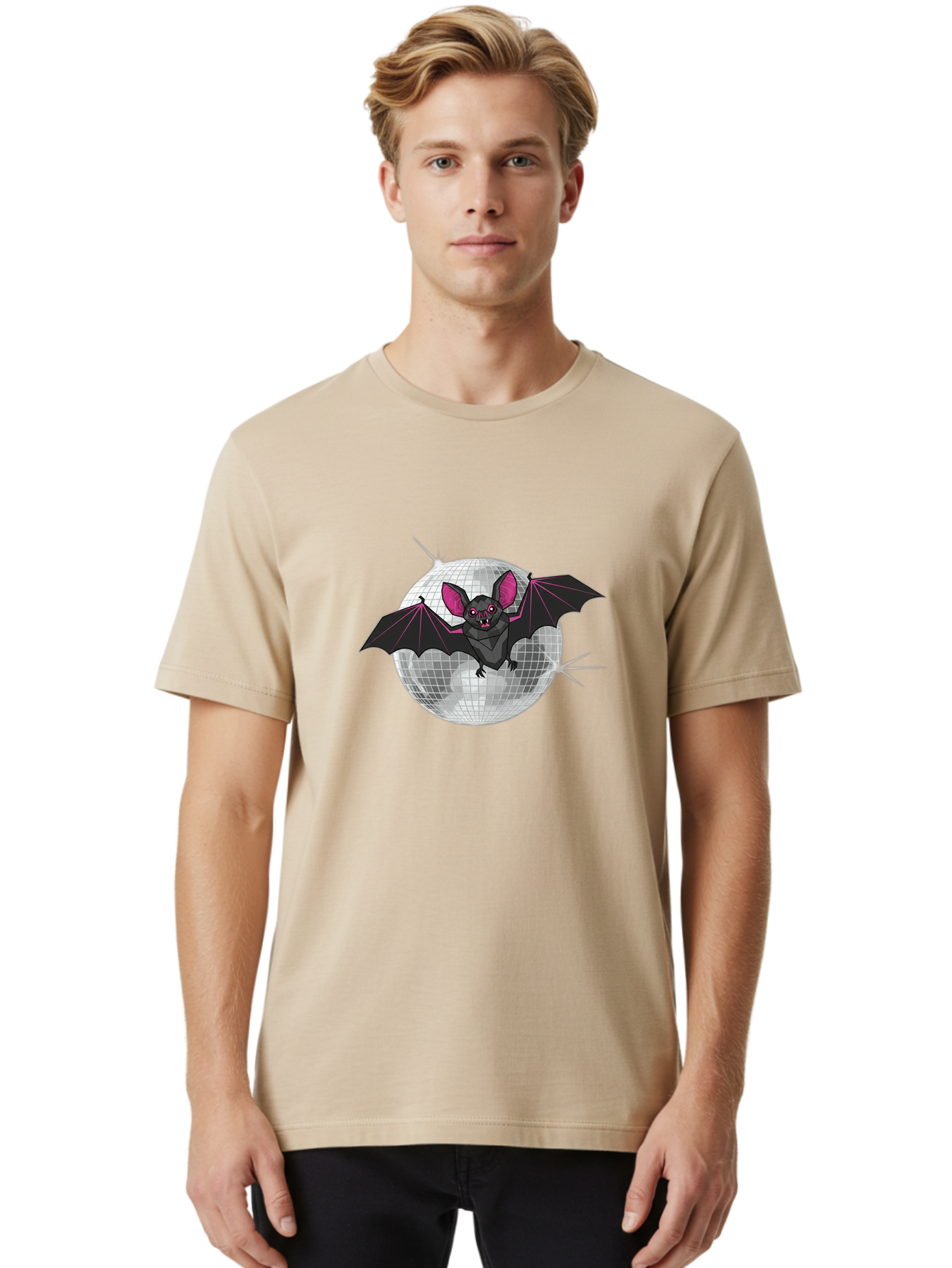 Bat-Disco-Ball-3 Men'S Graphic Tee, 100% Cotton, Comfortable Casual Summer Wear, Machine Washable, Vintage Camera, Old Camera, Antique Camera, Black Camera, Classic Photography, Photography Equipment, Nostalgic Device, Film Camera, Camera Art Baf689