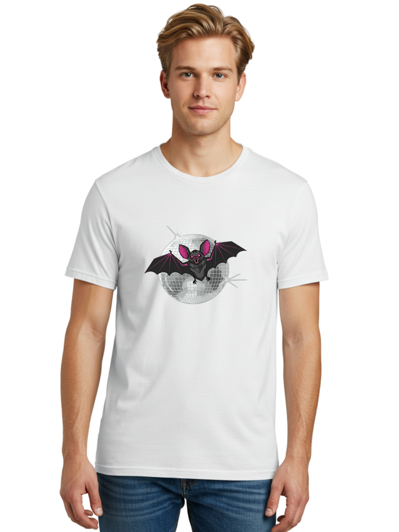 Bat-Disco-Ball-3 Men'S Graphic Tee, 100% Cotton, Comfortable Casual Summer Wear, Machine Washable, Vintage Camera, Old Camera, Antique Camera, Black Camera, Classic Photography, Photography Equipment, Nostalgic Device, Film Camera, Camera Art Baf689