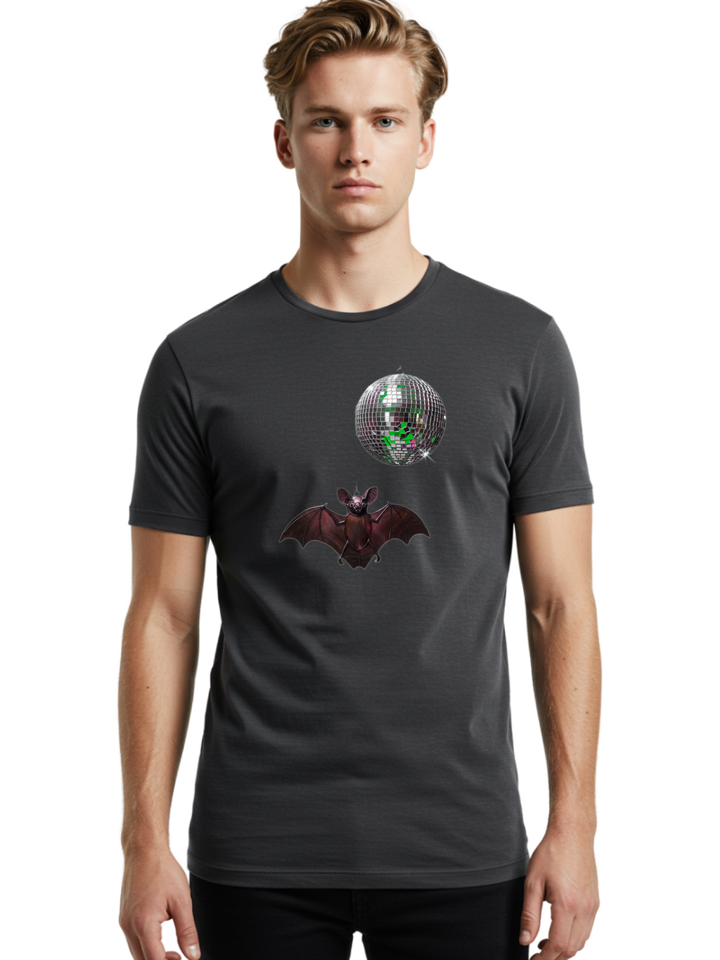 Bat-Disco-Ball Men'S Graphic Tee, 100% Cotton, Comfortable Casual Summer Wear, Machine Washable, Vintage Camera, Old Camera, Antique Camera, Black Camera, Classic Photography, Photography Equipment, Nostalgic Device, Film Camera, Camera Art Baf690