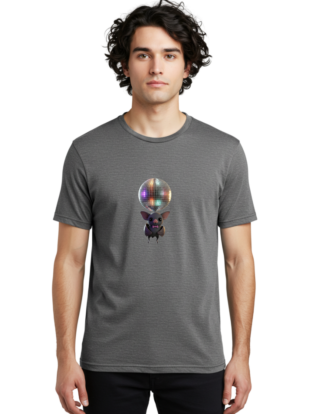 Bat-Holding-Disco-Ball-1 Men'S Graphic Tee, 100% Cotton, Comfortable Casual Summer Wear, Machine Washable, Vintage Camera, Old Camera, Antique Camera, Black Camera, Classic Photography, Photography Equipment, Nostalgic Device, Film Camera, Baf691