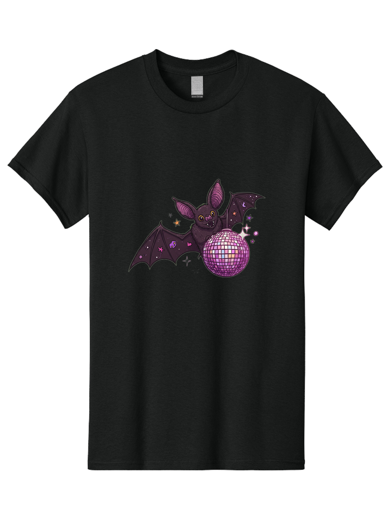 Bat-Holding-Disco-Ball-2 Men'S Graphic Tee, 100% Cotton, Comfortable Casual Summer Wear, Machine Washable, Vintage Camera, Old Camera, Antique Camera, Black Camera, Classic Photography, Photography Equipment, Nostalgic Device, Film Camera, Baf692