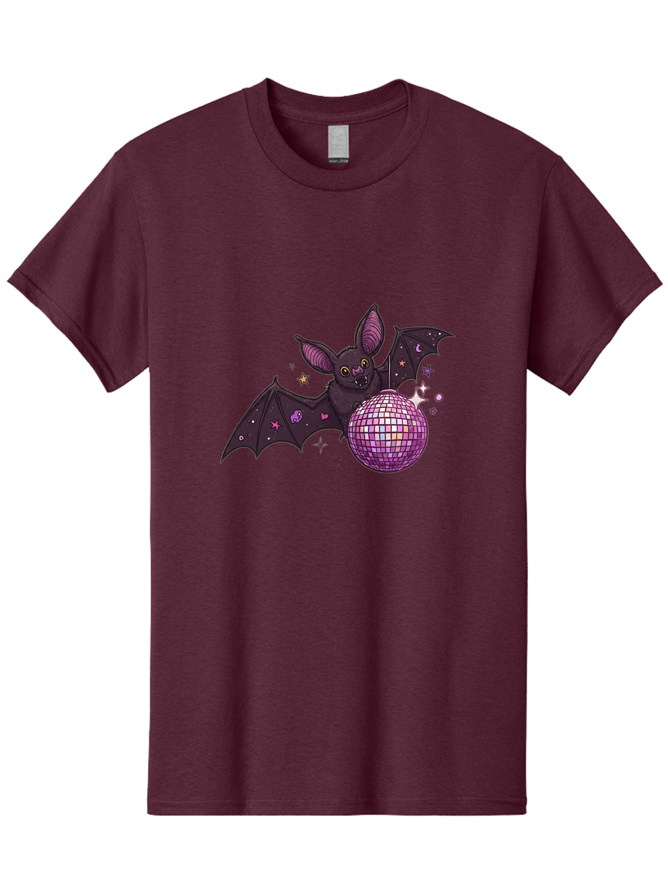Bat-Holding-Disco-Ball-2 Men'S Graphic Tee, 100% Cotton, Comfortable Casual Summer Wear, Machine Washable, Vintage Camera, Old Camera, Antique Camera, Black Camera, Classic Photography, Photography Equipment, Nostalgic Device, Film Camera, Baf692
