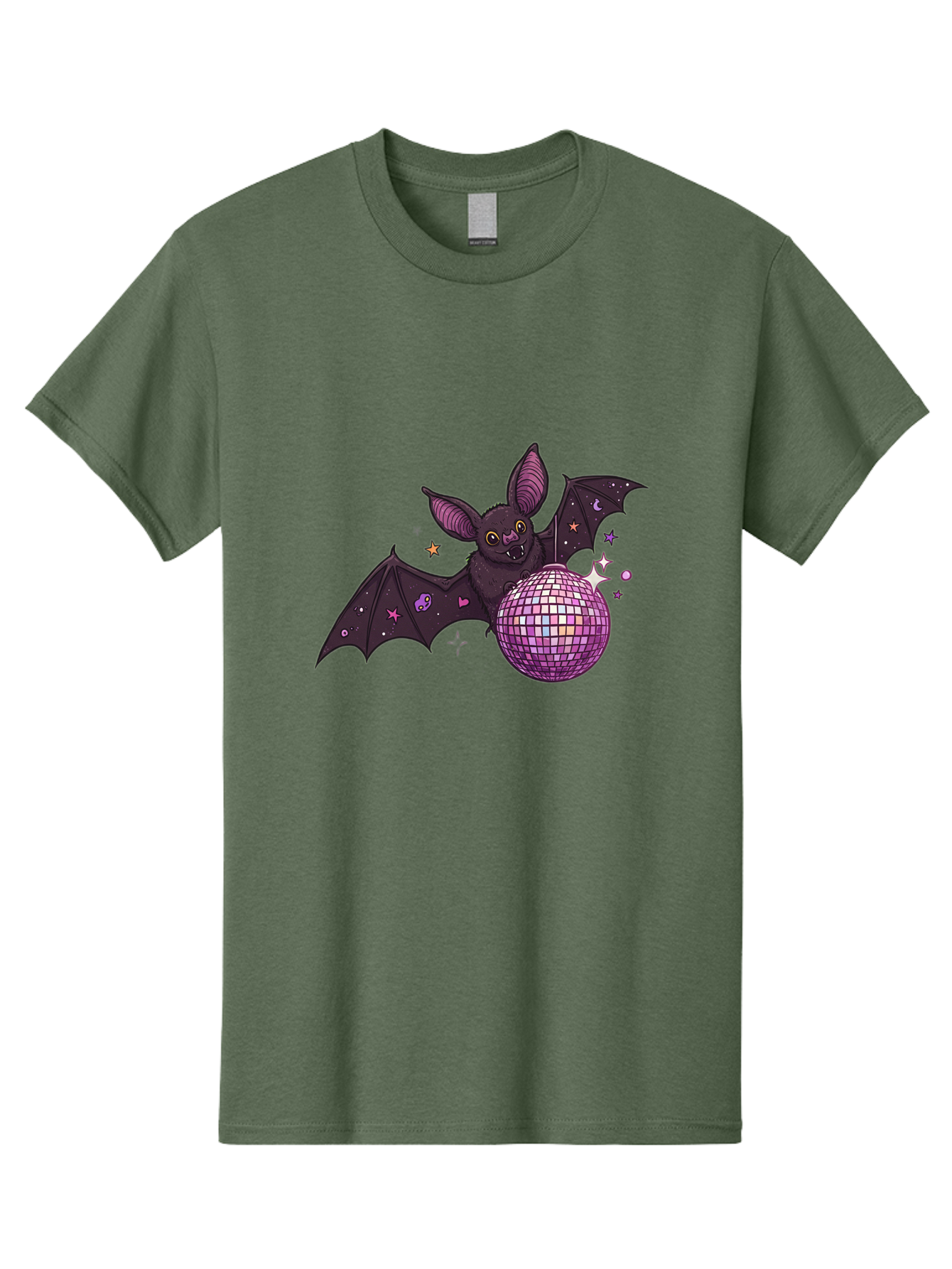 Bat-Holding-Disco-Ball-2 Men'S Graphic Tee, 100% Cotton, Comfortable Casual Summer Wear, Machine Washable, Vintage Camera, Old Camera, Antique Camera, Black Camera, Classic Photography, Photography Equipment, Nostalgic Device, Film Camera, Baf692