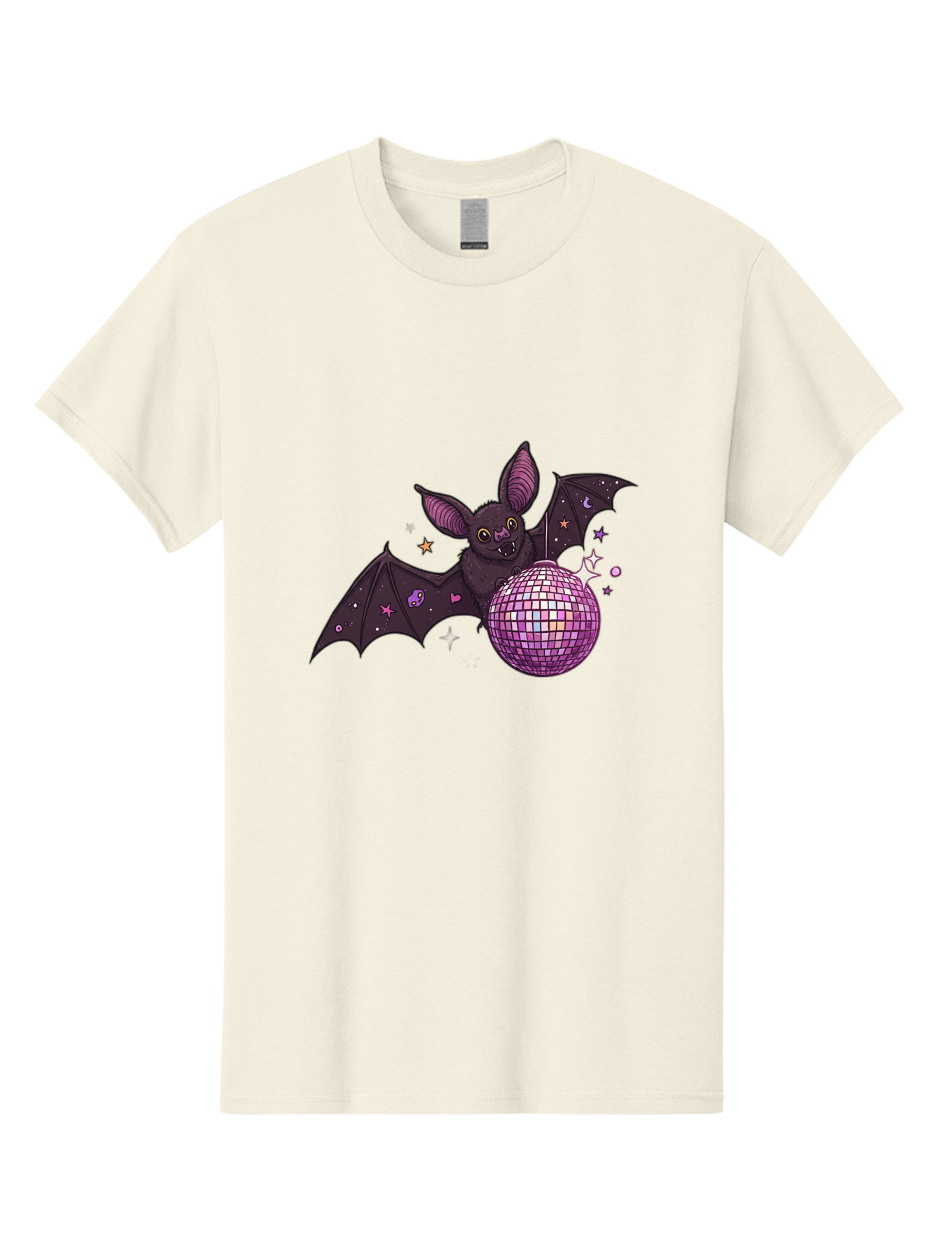 Bat-Holding-Disco-Ball-2 Men'S Graphic Tee, 100% Cotton, Comfortable Casual Summer Wear, Machine Washable, Vintage Camera, Old Camera, Antique Camera, Black Camera, Classic Photography, Photography Equipment, Nostalgic Device, Film Camera, Baf692