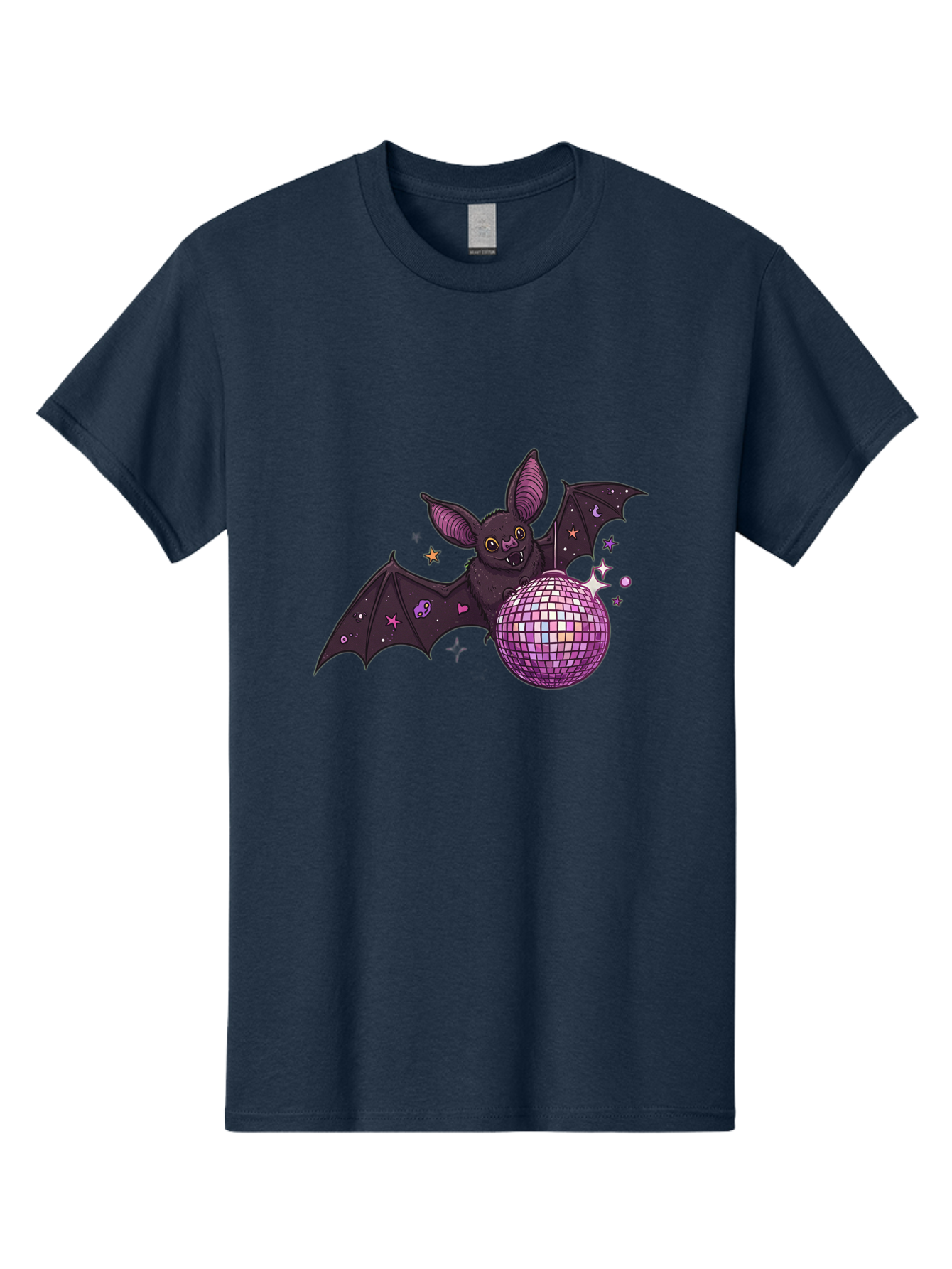 Bat-Holding-Disco-Ball-2 Men'S Graphic Tee, 100% Cotton, Comfortable Casual Summer Wear, Machine Washable, Vintage Camera, Old Camera, Antique Camera, Black Camera, Classic Photography, Photography Equipment, Nostalgic Device, Film Camera, Baf692