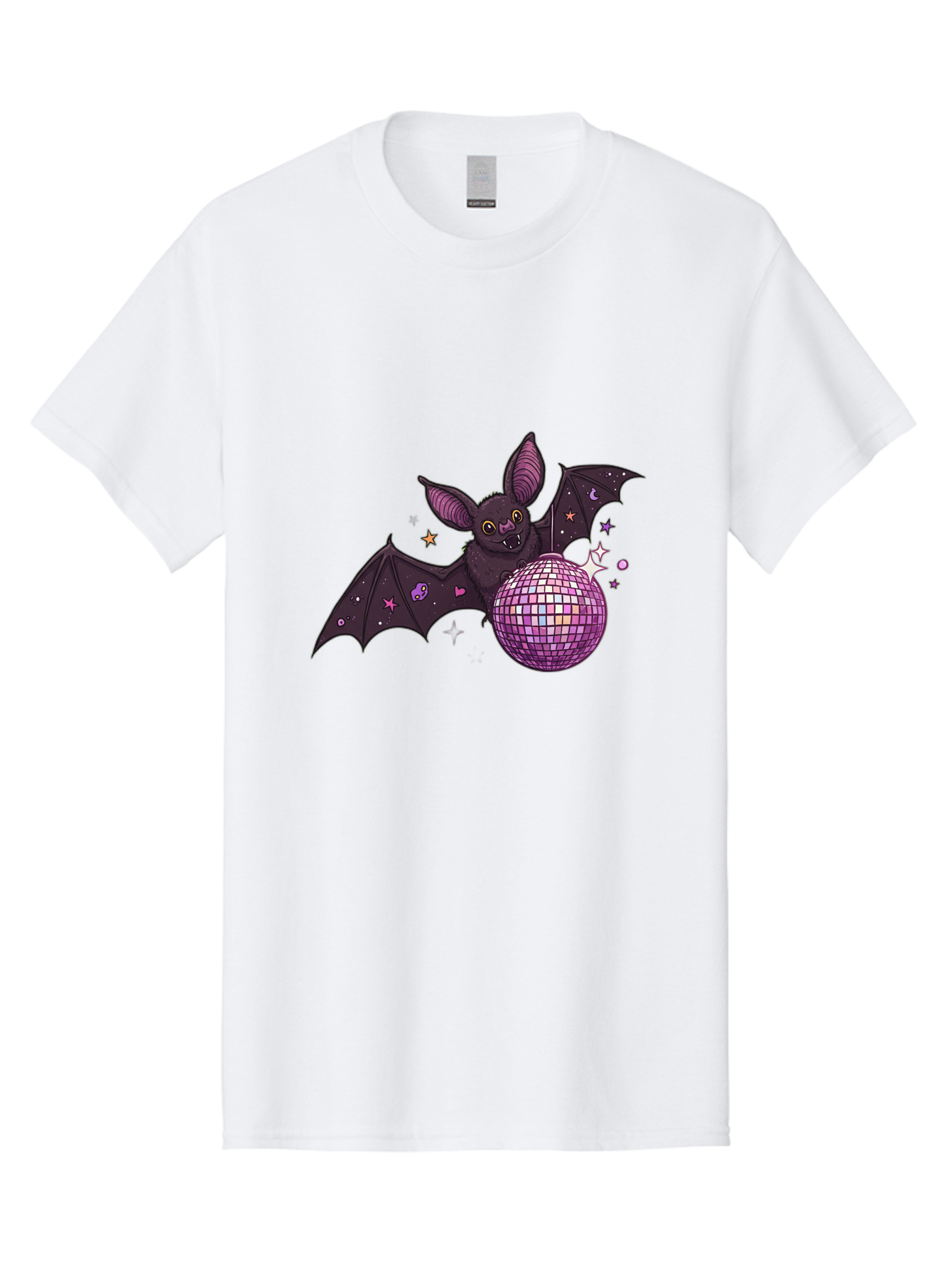 Bat-Holding-Disco-Ball-2 Men'S Graphic Tee, 100% Cotton, Comfortable Casual Summer Wear, Machine Washable, Vintage Camera, Old Camera, Antique Camera, Black Camera, Classic Photography, Photography Equipment, Nostalgic Device, Film Camera, Baf692
