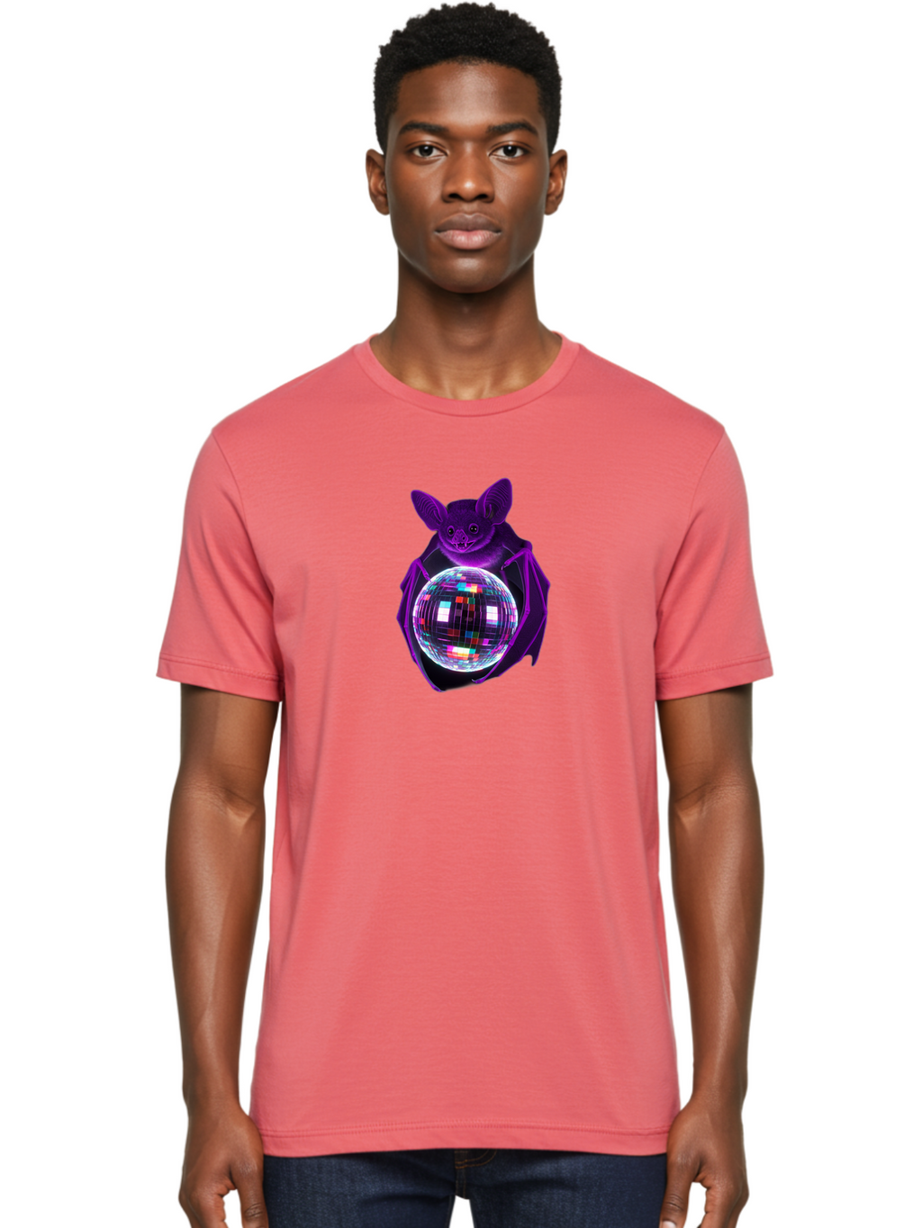Bat-Holding-Disco-Ball Men'S Graphic Tee, 100% Cotton, Comfortable Casual Summer Wear, Machine Washable, Vintage Camera, Old Camera, Antique Camera, Black Camera, Classic Photography, Photography Equipment, Nostalgic Device, Film Camera, Baf693