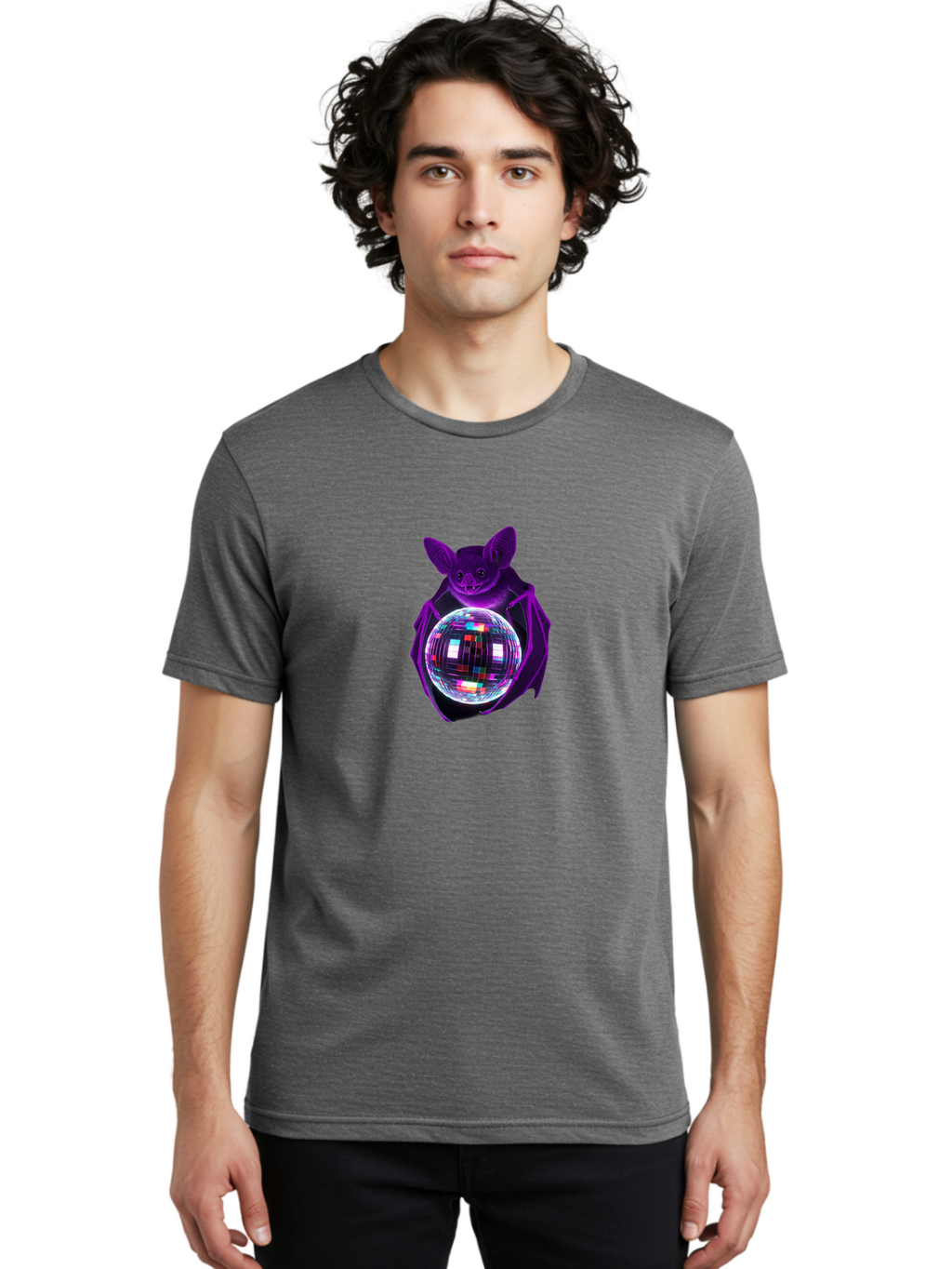 Bat-Holding-Disco-Ball Men'S Graphic Tee, 100% Cotton, Comfortable Casual Summer Wear, Machine Washable, Vintage Camera, Old Camera, Antique Camera, Black Camera, Classic Photography, Photography Equipment, Nostalgic Device, Film Camera, Baf693