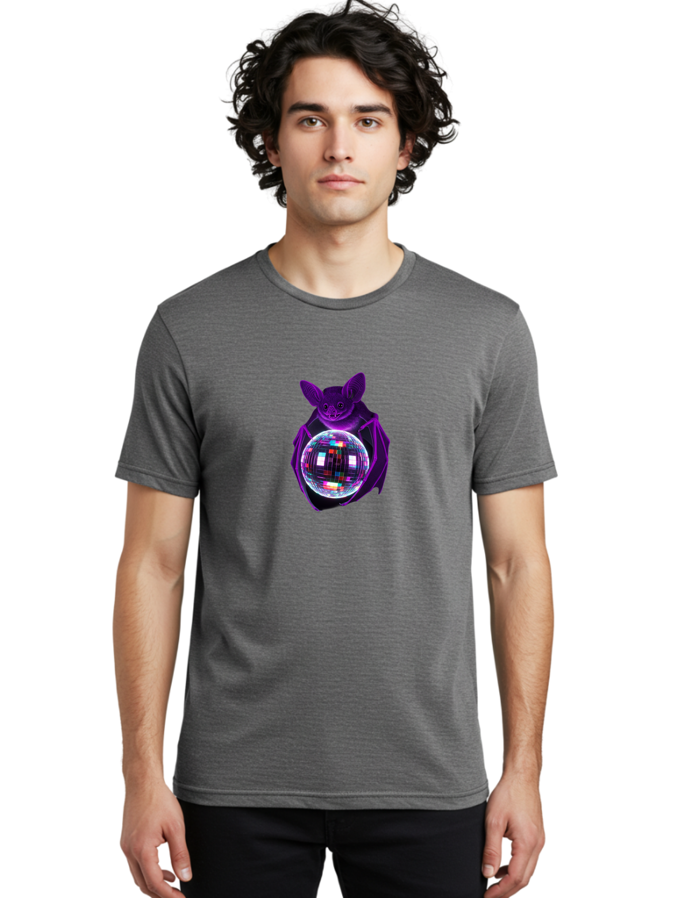 Bat-Holding-Disco-Ball Men'S Graphic Tee, 100% Cotton, Comfortable Casual Summer Wear, Machine Washable, Vintage Camera, Old Camera, Antique Camera, Black Camera, Classic Photography, Photography Equipment, Nostalgic Device, Film Camera, Baf693