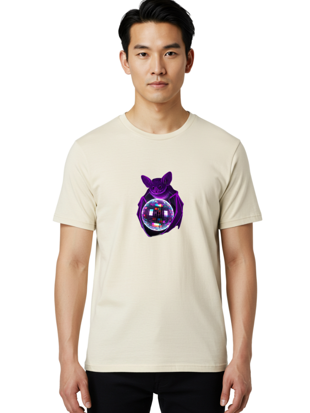 Bat-Holding-Disco-Ball Men'S Graphic Tee, 100% Cotton, Comfortable Casual Summer Wear, Machine Washable, Vintage Camera, Old Camera, Antique Camera, Black Camera, Classic Photography, Photography Equipment, Nostalgic Device, Film Camera, Baf693