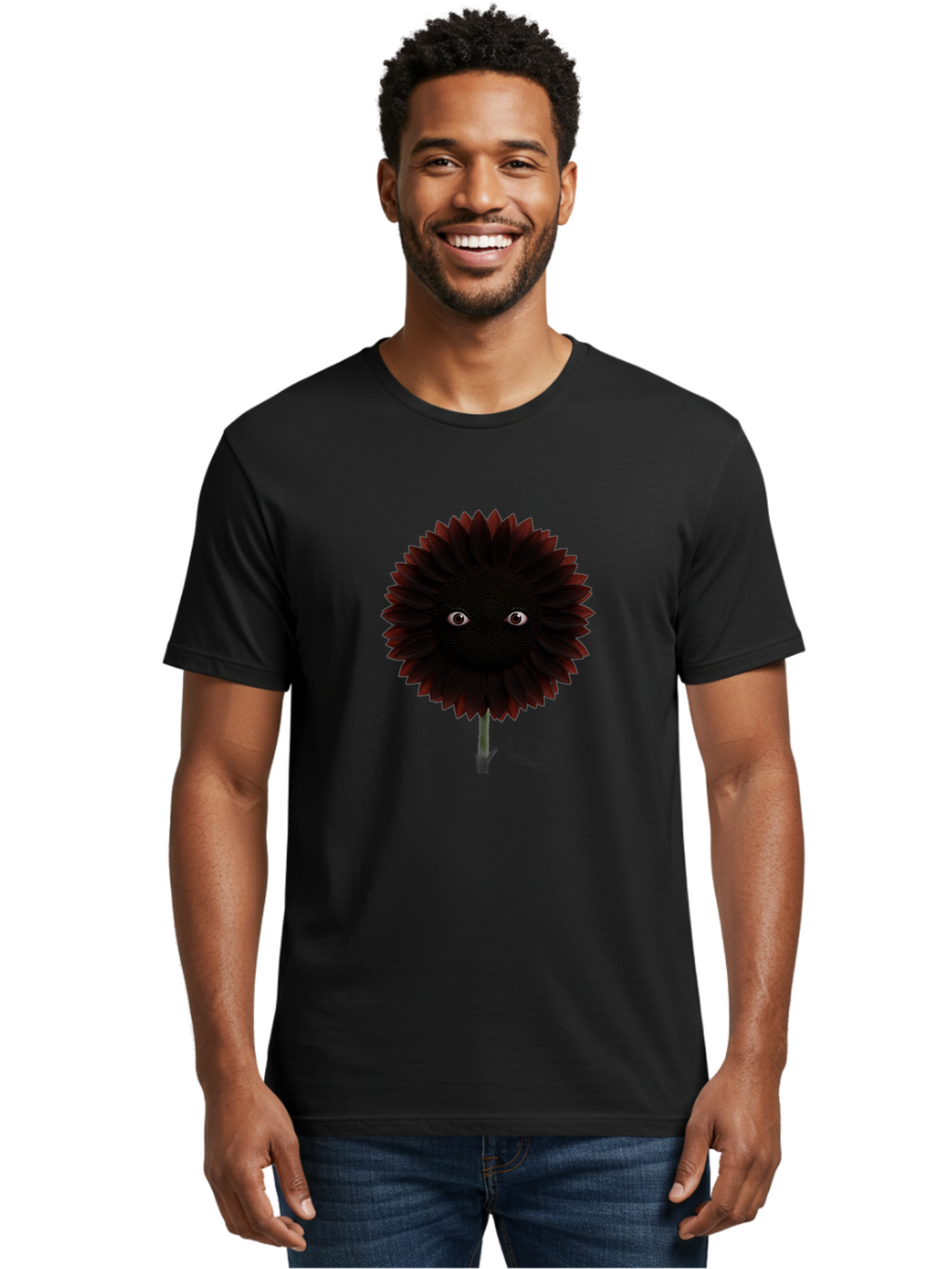Black-Flower Men'S Graphic Tee, 100% Cotton, Comfortable Casual Summer Wear, Machine Washable, Vintage Camera, Old Camera, Antique Camera, Black Camera, Classic Photography, Photography Equipment, Nostalgic Device, Film Camera, Camera Art Baf697