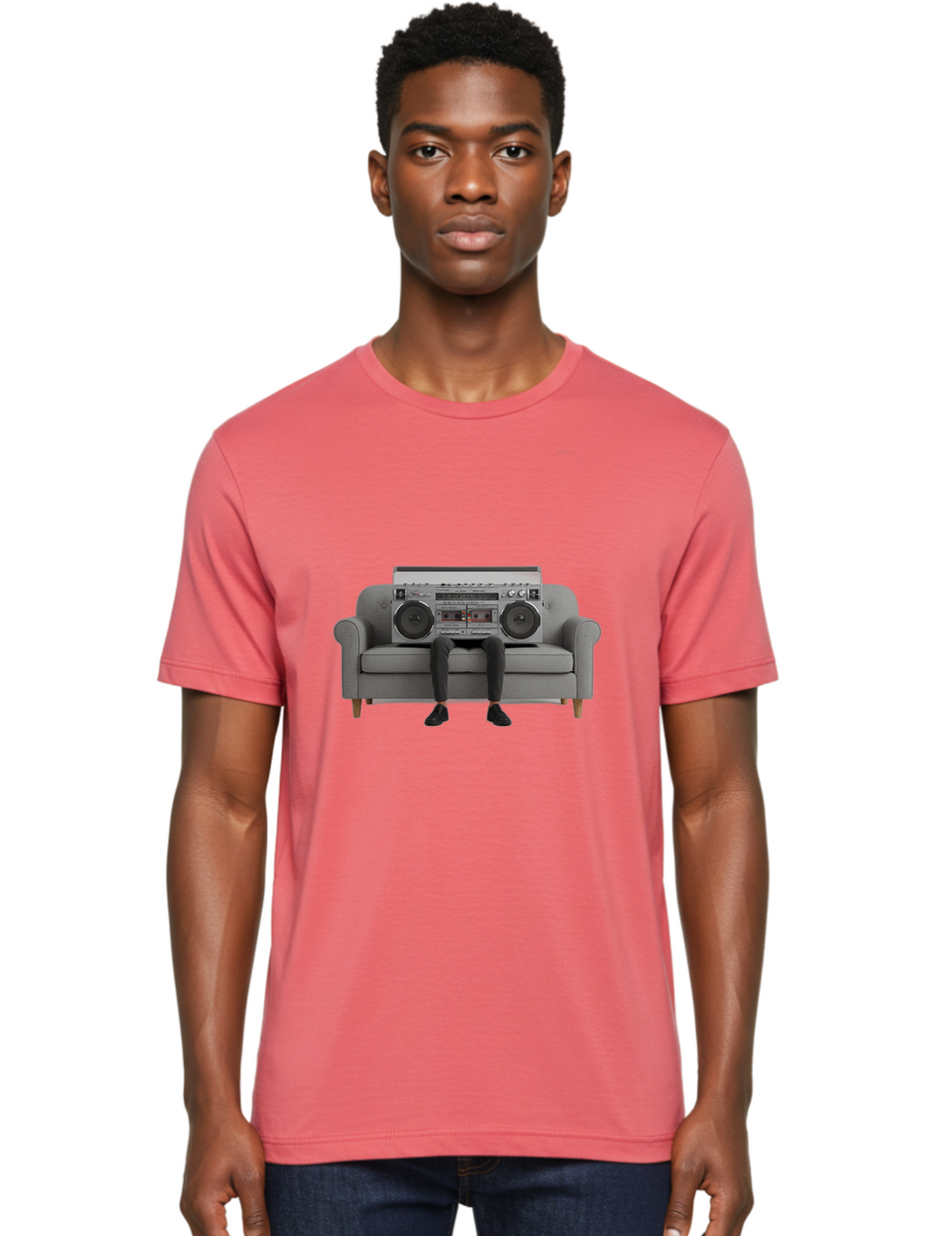 Boombox-Person Men'S Graphic Tee, 100% Cotton, Comfortable Casual Summer Wear, Machine Washable, Vintage Camera, Old Camera, Antique Camera, Black Camera, Classic Photography, Photography Equipment, Nostalgic Device, Film Camera, Camera Art Baf701