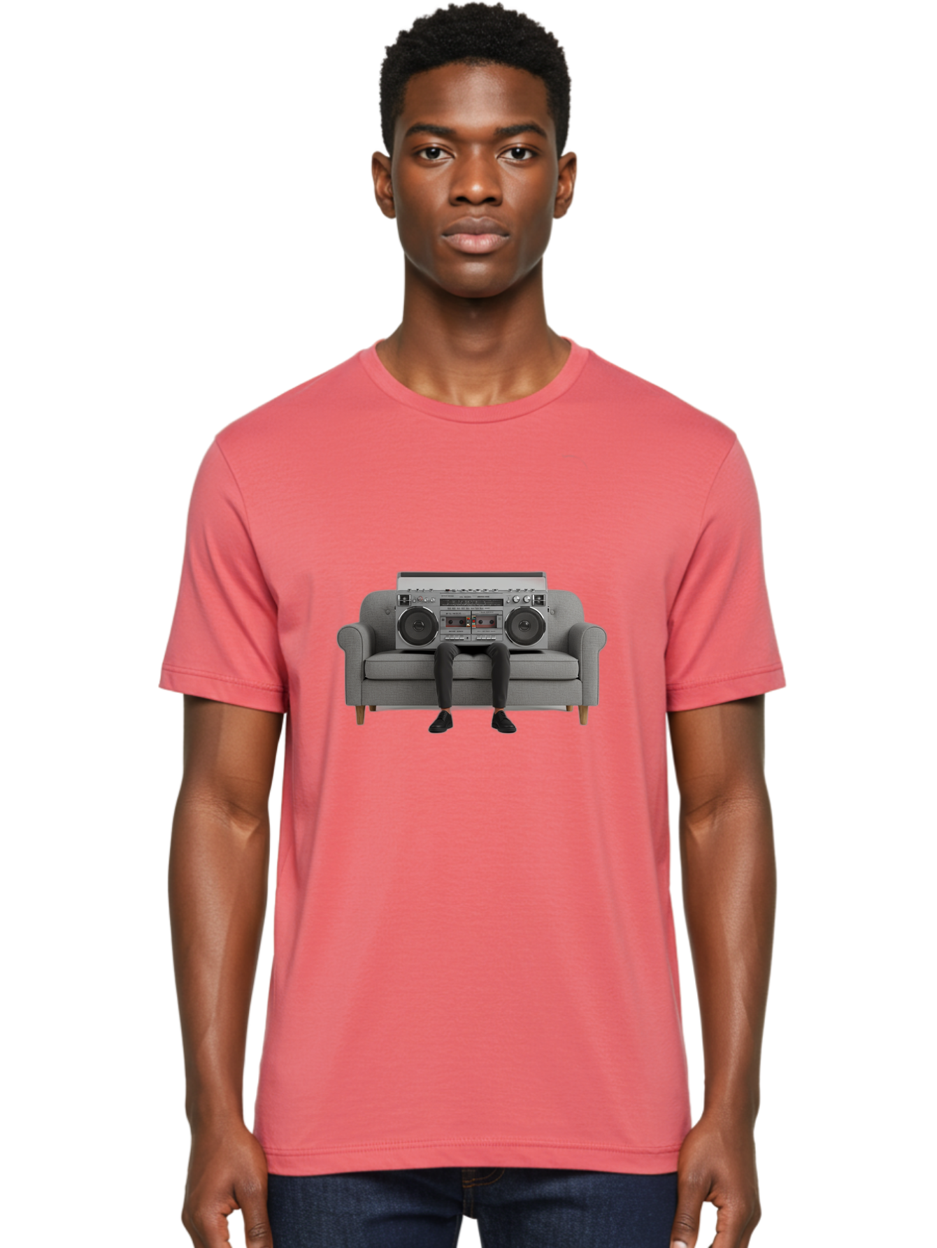 Boombox-Person Men'S Graphic Tee, 100% Cotton, Comfortable Casual Summer Wear, Machine Washable, Vintage Camera, Old Camera, Antique Camera, Black Camera, Classic Photography, Photography Equipment, Nostalgic Device, Film Camera, Camera Art Baf701