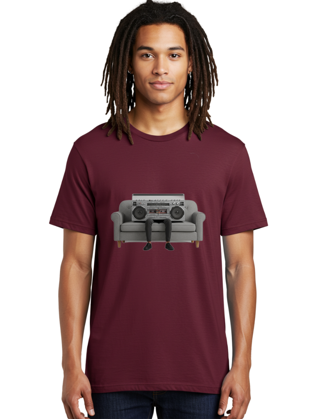 Boombox-Person Men'S Graphic Tee, 100% Cotton, Comfortable Casual Summer Wear, Machine Washable, Vintage Camera, Old Camera, Antique Camera, Black Camera, Classic Photography, Photography Equipment, Nostalgic Device, Film Camera, Camera Art Baf701