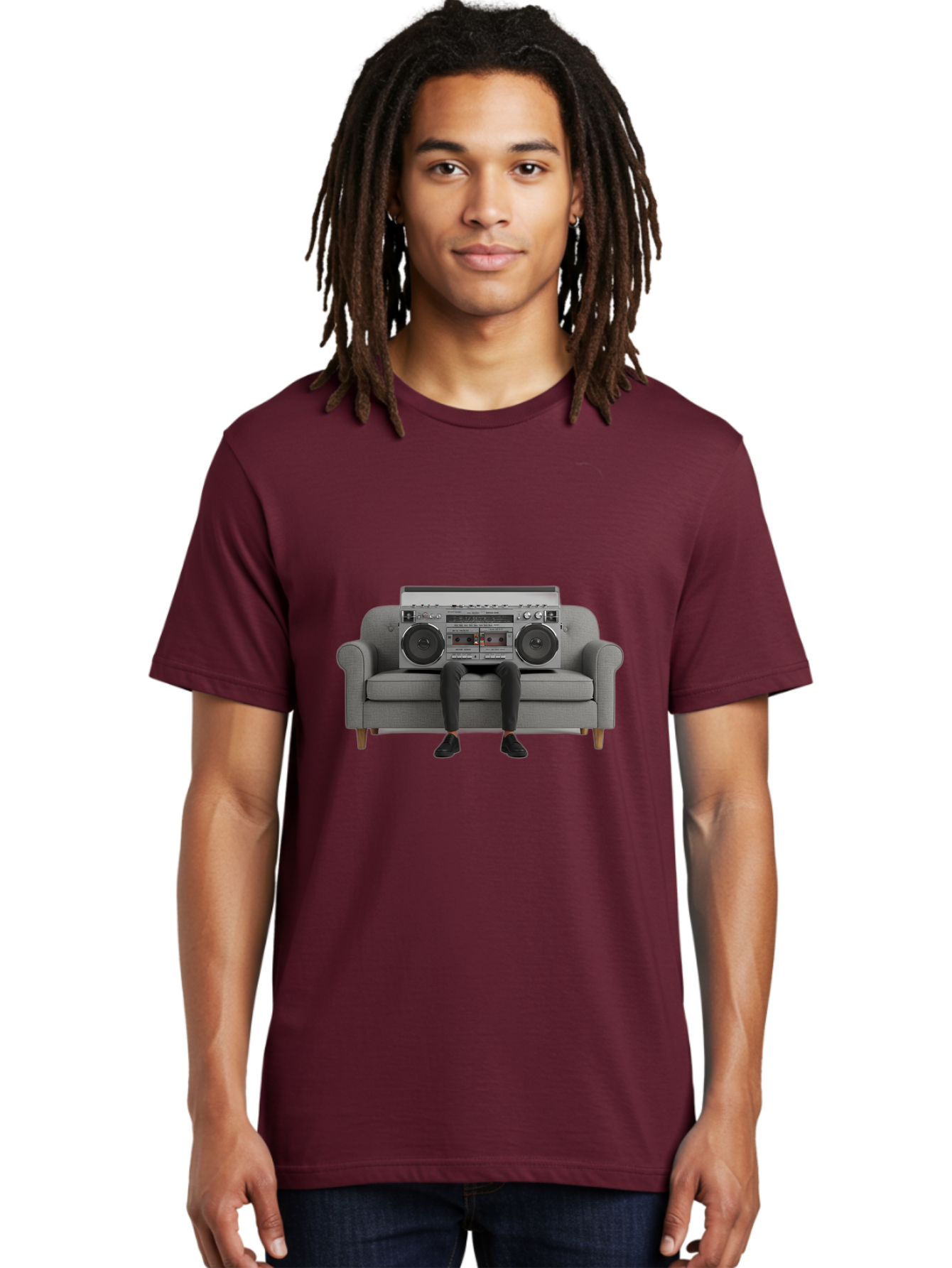 Boombox-Person Men'S Graphic Tee, 100% Cotton, Comfortable Casual Summer Wear, Machine Washable, Vintage Camera, Old Camera, Antique Camera, Black Camera, Classic Photography, Photography Equipment, Nostalgic Device, Film Camera, Camera Art Baf701