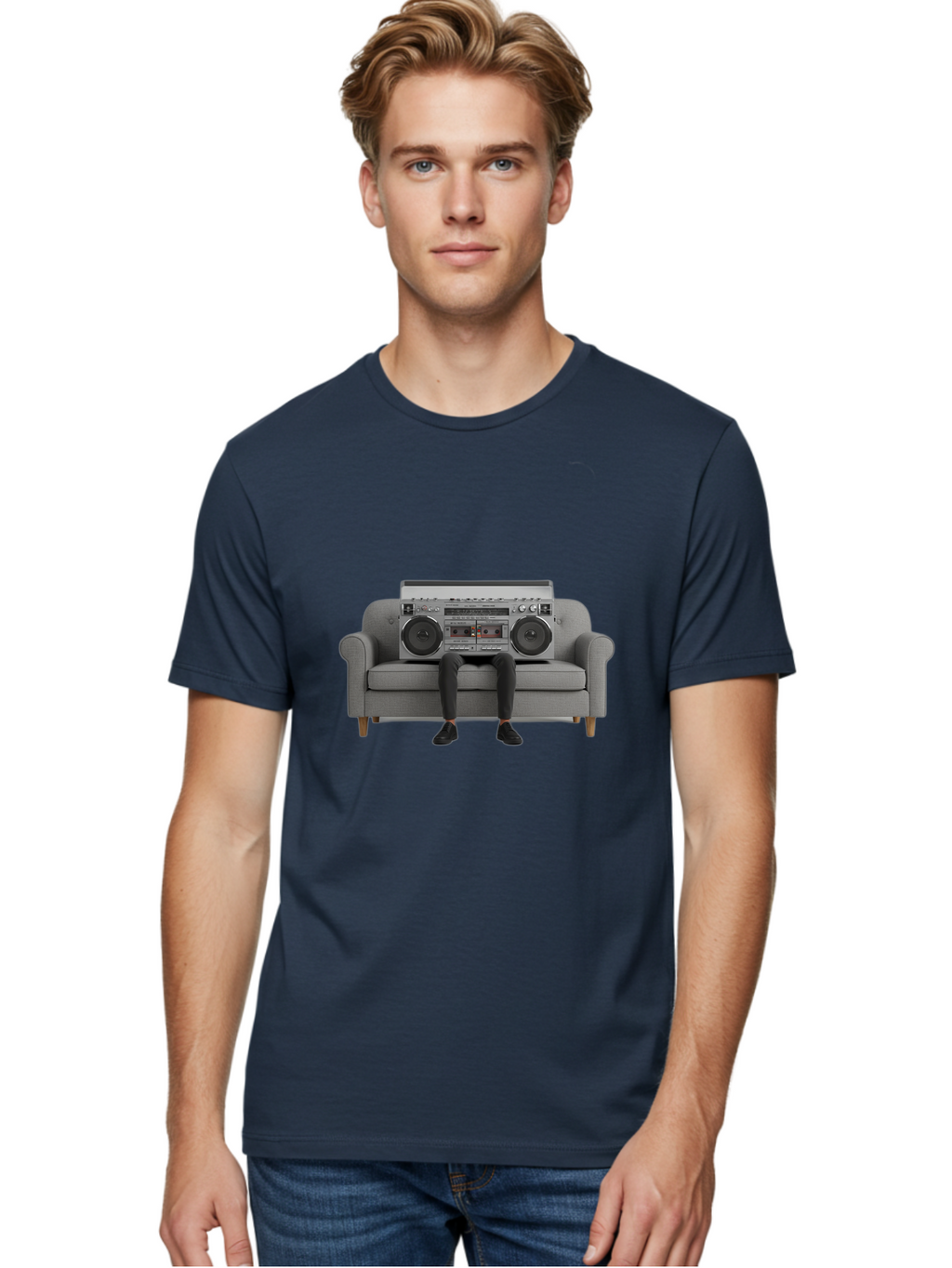 Boombox-Person Men'S Graphic Tee, 100% Cotton, Comfortable Casual Summer Wear, Machine Washable, Vintage Camera, Old Camera, Antique Camera, Black Camera, Classic Photography, Photography Equipment, Nostalgic Device, Film Camera, Camera Art Baf701
