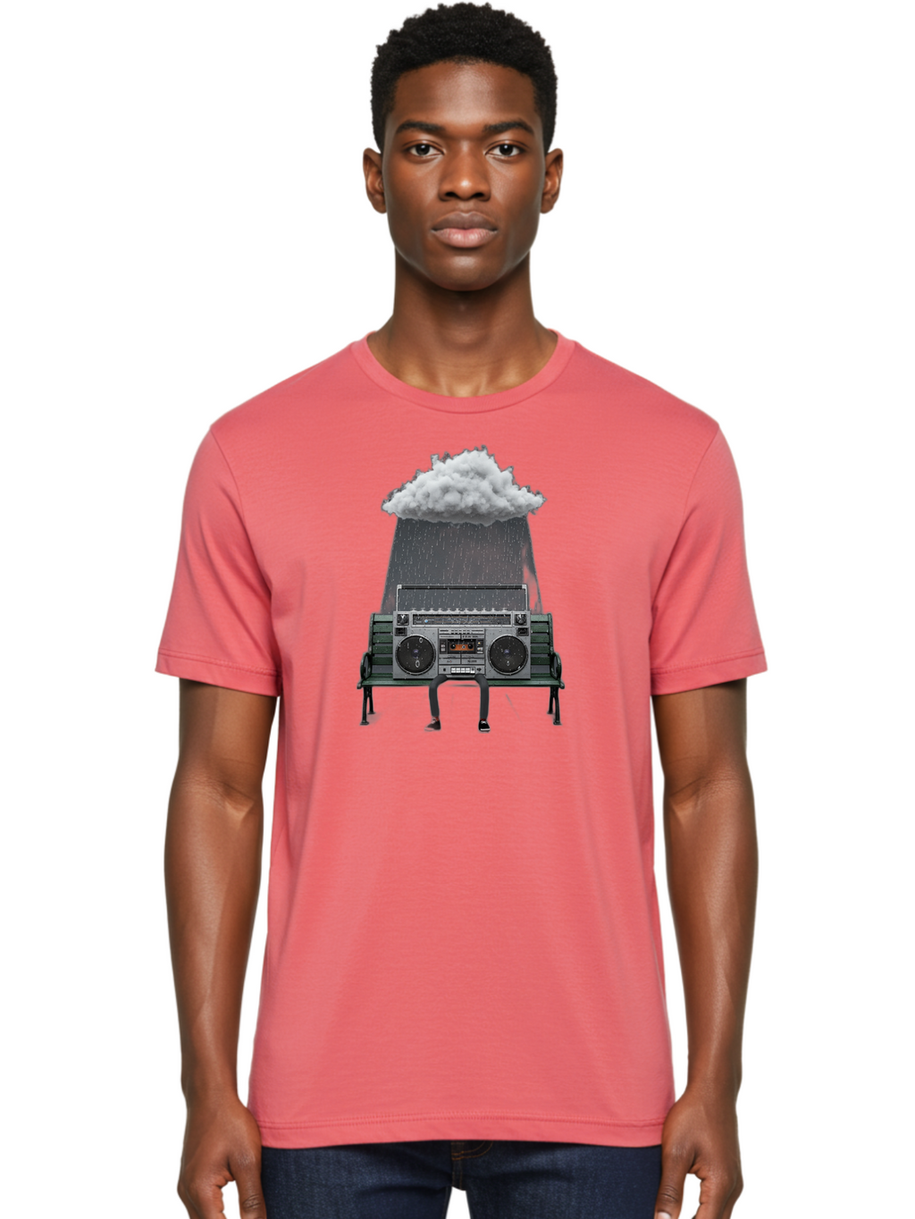 Boombox-Raincloud Men'S Graphic Tee, 100% Cotton, Comfortable Casual Summer Wear, Machine Washable, Vintage Camera, Old Camera, Antique Camera, Black Camera, Classic Photography, Photography Equipment, Nostalgic Device, Film Camera, Camera Art Baf702
