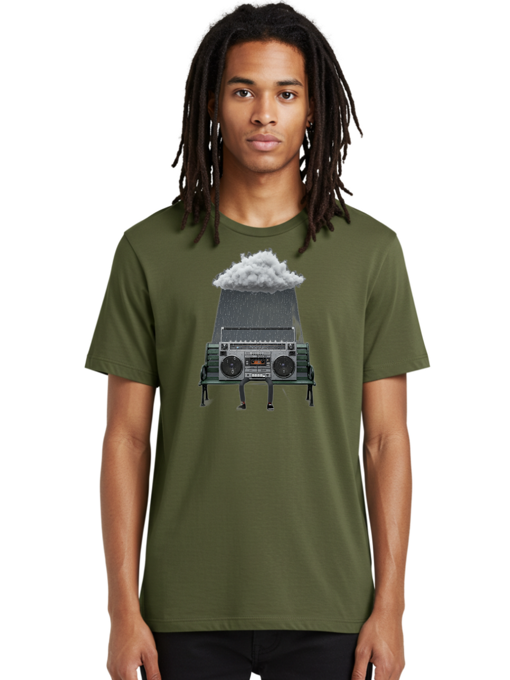 Boombox-Raincloud Men'S Graphic Tee, 100% Cotton, Comfortable Casual Summer Wear, Machine Washable, Vintage Camera, Old Camera, Antique Camera, Black Camera, Classic Photography, Photography Equipment, Nostalgic Device, Film Camera, Camera Art Baf702