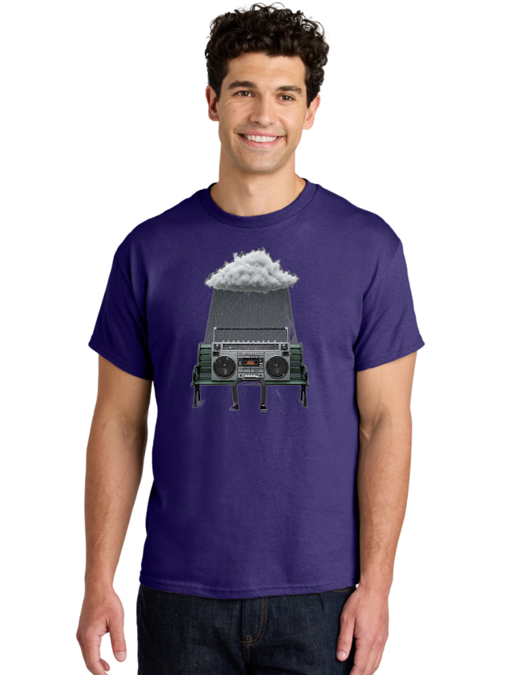 Boombox-Raincloud Men'S Graphic Tee, 100% Cotton, Comfortable Casual Summer Wear, Machine Washable, Vintage Camera, Old Camera, Antique Camera, Black Camera, Classic Photography, Photography Equipment, Nostalgic Device, Film Camera, Camera Art Baf702