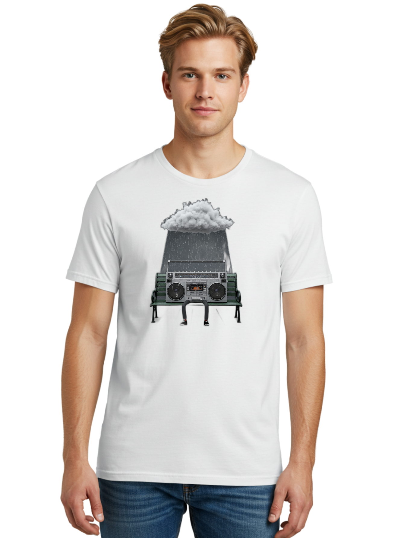 Boombox-Raincloud Men'S Graphic Tee, 100% Cotton, Comfortable Casual Summer Wear, Machine Washable, Vintage Camera, Old Camera, Antique Camera, Black Camera, Classic Photography, Photography Equipment, Nostalgic Device, Film Camera, Camera Art Baf702