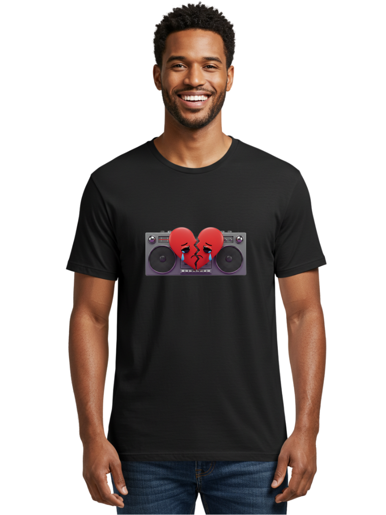 Broken-Heart-Boombox Men'S Graphic Tee, 100% Cotton, Comfortable Casual Summer Wear, Machine Washable, Vintage Camera, Old Camera, Antique Camera, Black Camera, Classic Photography, Photography Equipment, Nostalgic Device, Film Camera, Baf706