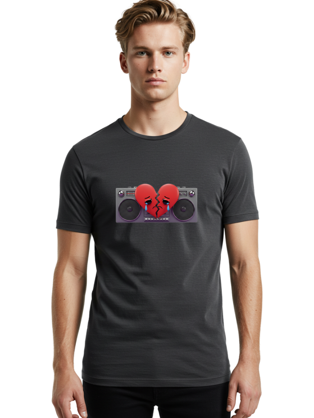 Broken-Heart-Boombox Men'S Graphic Tee, 100% Cotton, Comfortable Casual Summer Wear, Machine Washable, Vintage Camera, Old Camera, Antique Camera, Black Camera, Classic Photography, Photography Equipment, Nostalgic Device, Film Camera, Baf706
