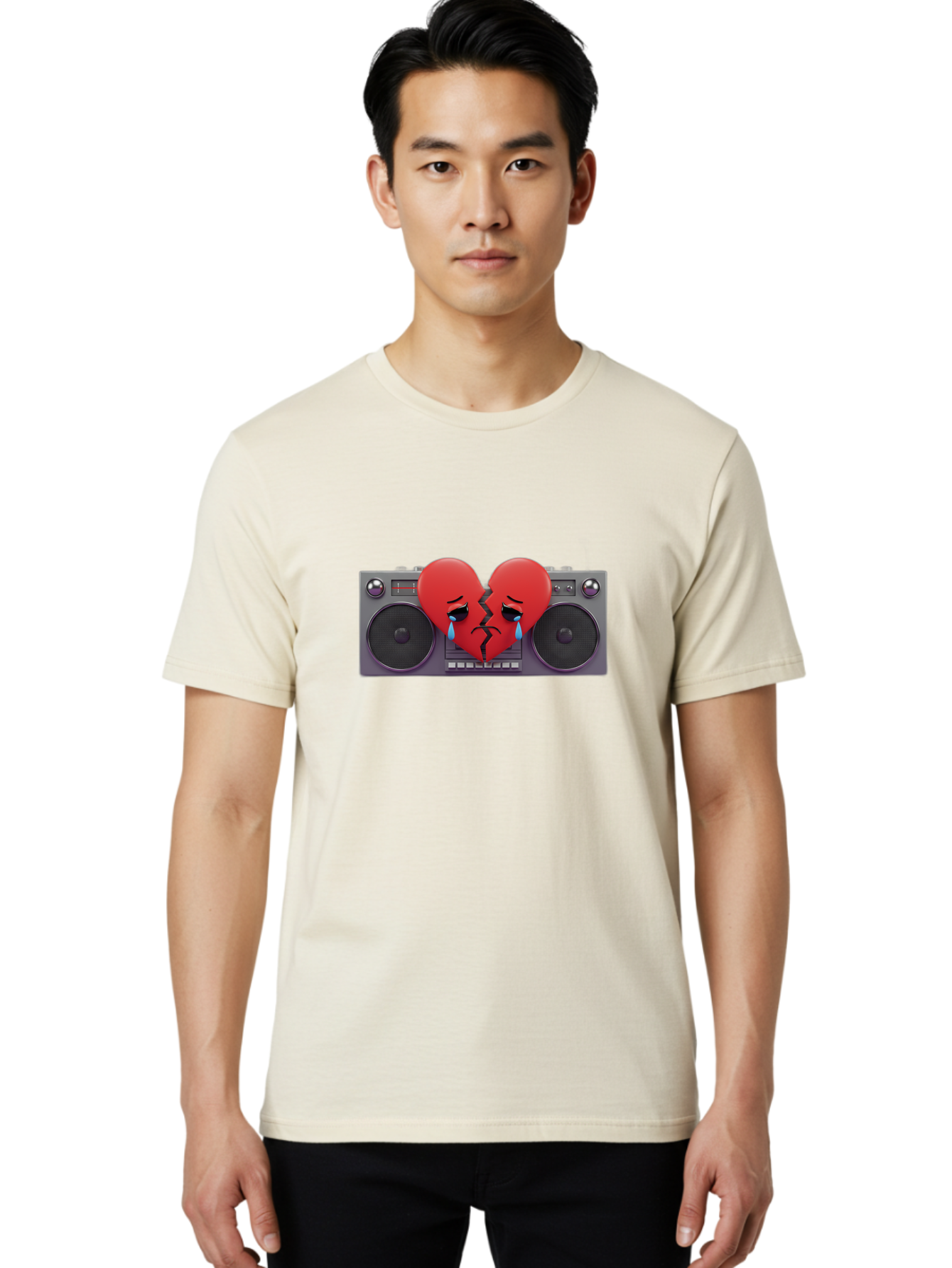 Broken-Heart-Boombox Men'S Graphic Tee, 100% Cotton, Comfortable Casual Summer Wear, Machine Washable, Vintage Camera, Old Camera, Antique Camera, Black Camera, Classic Photography, Photography Equipment, Nostalgic Device, Film Camera, Baf706