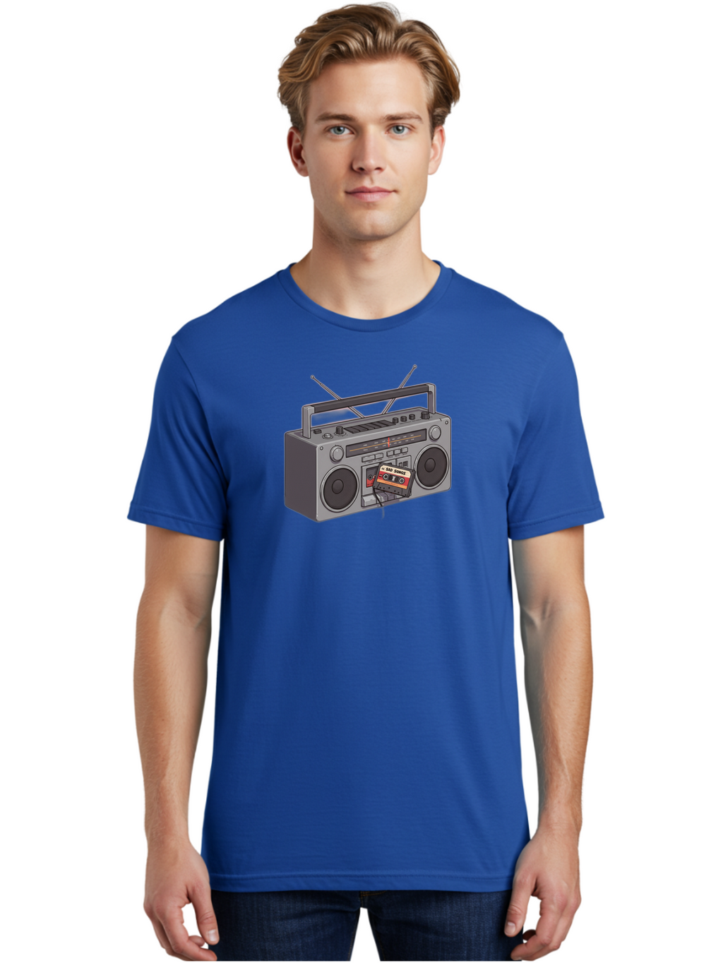 Cassette-Boombox Men'S Graphic Tee, 100% Cotton, Comfortable Casual Summer Wear, Machine Washable, Vintage Camera, Old Camera, Antique Camera, Black Camera, Classic Photography, Photography Equipment, Nostalgic Device, Film Camera, Camera Art Baf712