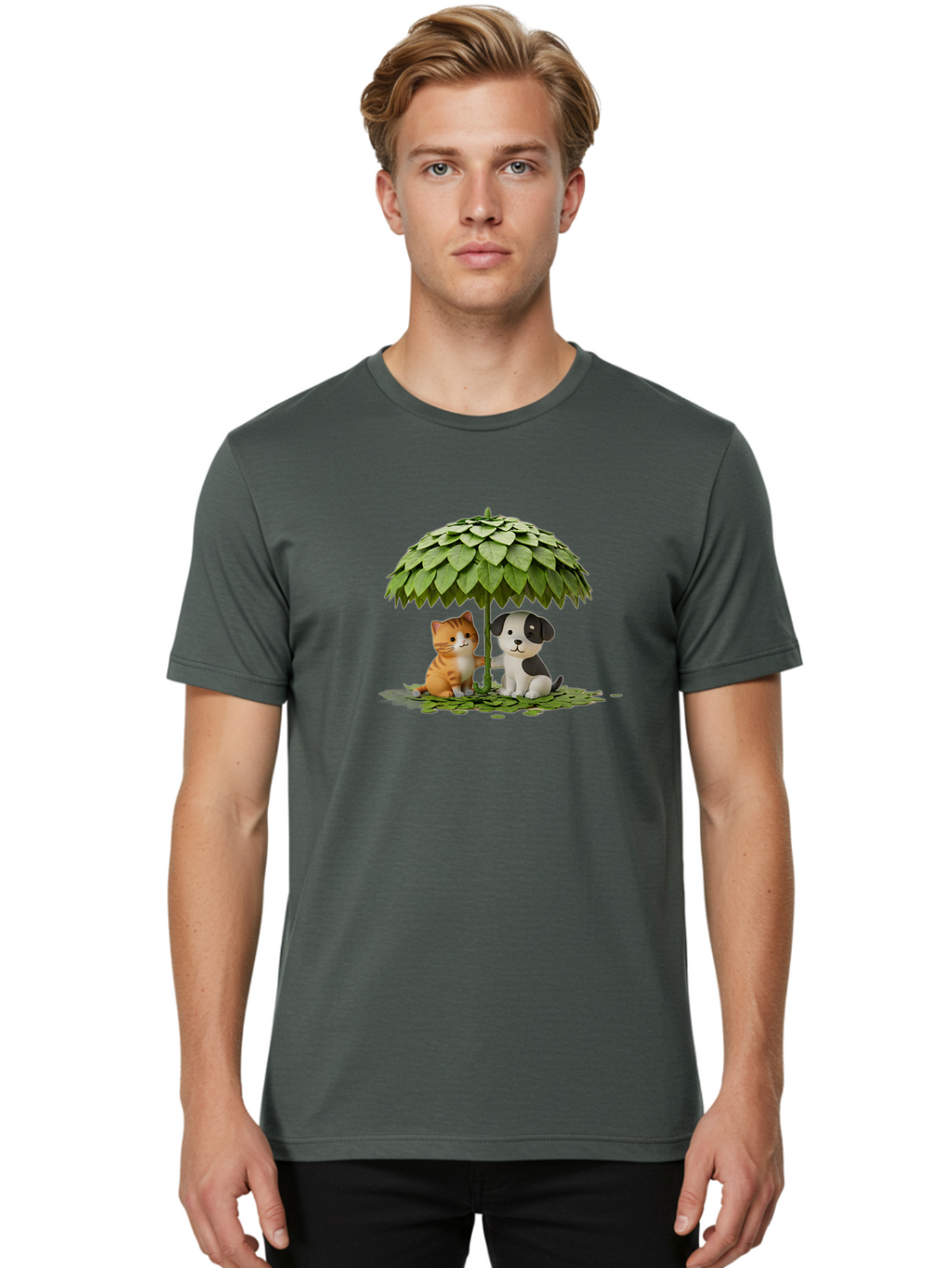 Cat-And-Dog-Under-Parasol Men'S Graphic Tee, 100% Cotton, Comfortable Casual Summer Wear, Machine Washable, Vintage Camera, Old Camera, Antique Camera, Black Camera, Classic Photography, Photography Equipment, Nostalgic Device, Film Camera, Baf713