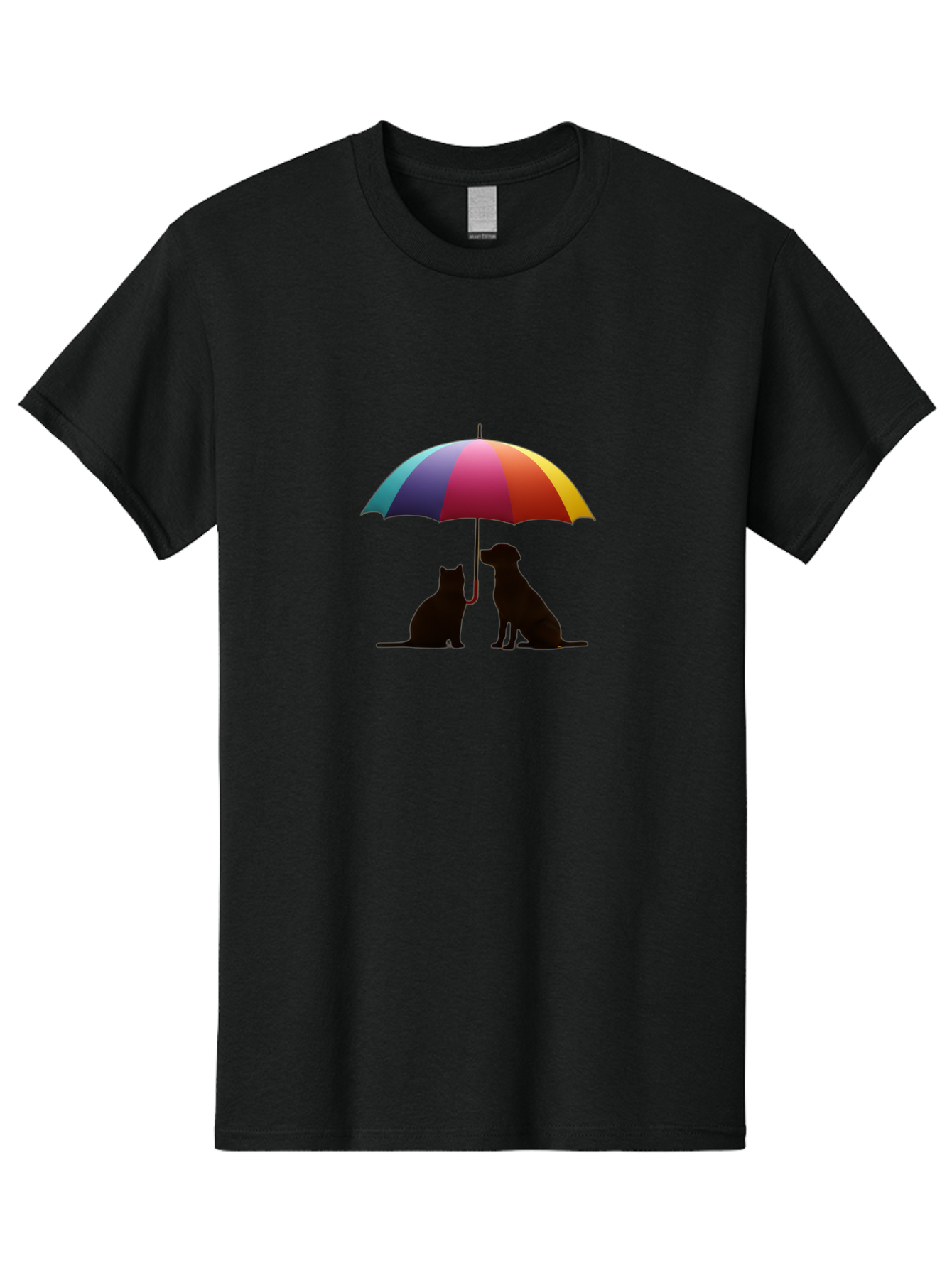 Cat-And-Dog-Under-Umbrella-1 Men'S Graphic Tee, 100% Cotton, Comfortable Casual Summer Wear, Machine Washable, Vintage Camera, Old Camera, Antique Camera, Black Camera, Classic Photography, Photography Equipment, Nostalgic Device, Film Camera, Baf715