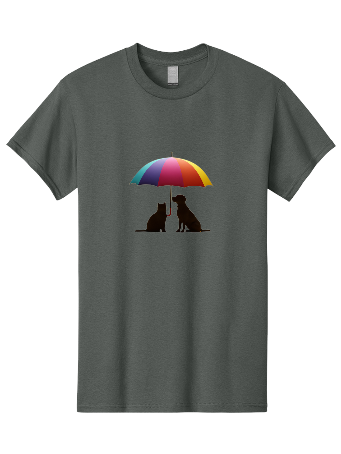 Cat-And-Dog-Under-Umbrella-1 Men'S Graphic Tee, 100% Cotton, Comfortable Casual Summer Wear, Machine Washable, Vintage Camera, Old Camera, Antique Camera, Black Camera, Classic Photography, Photography Equipment, Nostalgic Device, Film Camera, Baf715