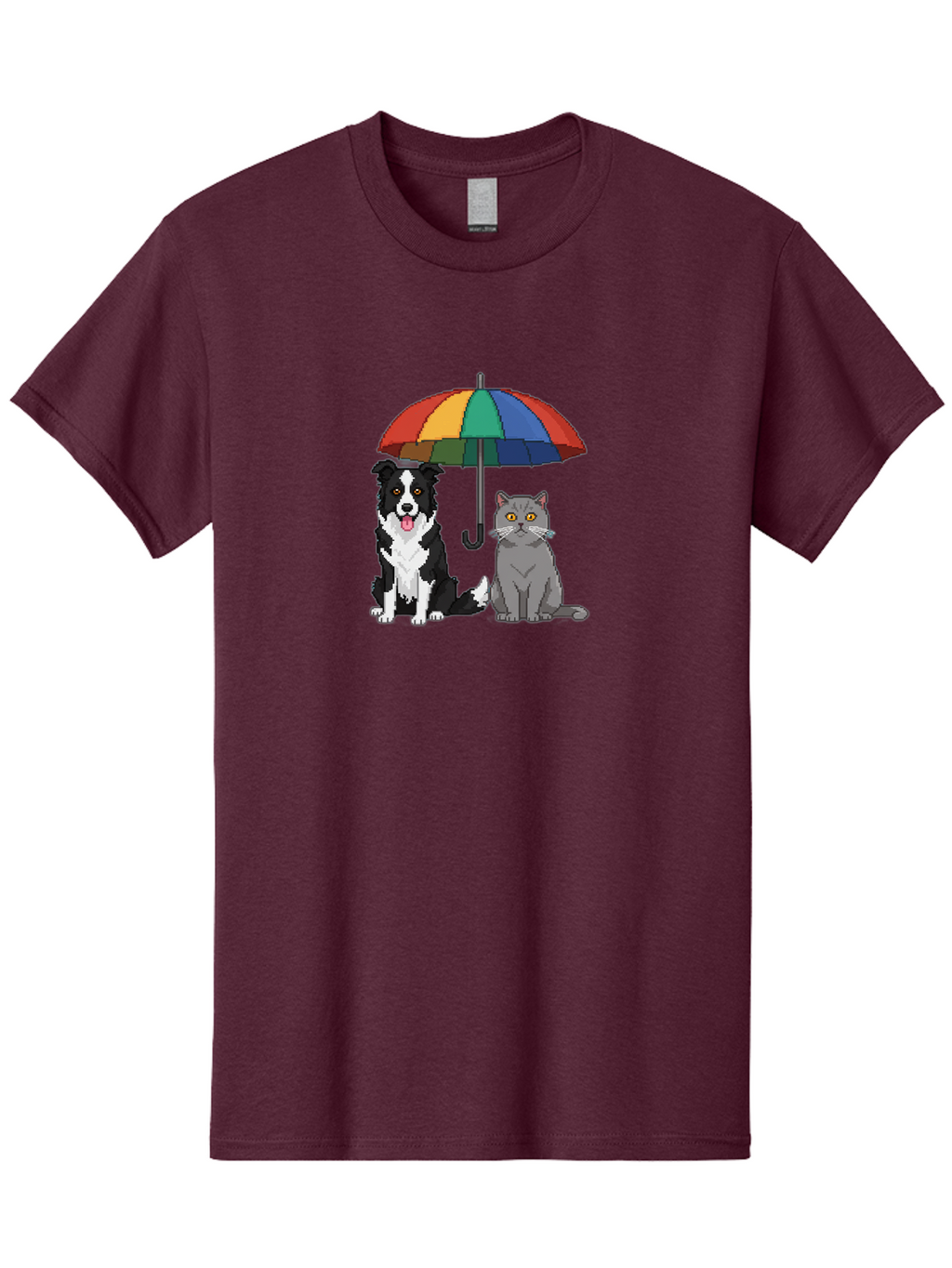 Cat-And-Dog-Under-Umbrella-3 Men'S Graphic Tee, 100% Cotton, Comfortable Casual Summer Wear, Machine Washable, Vintage Camera, Old Camera, Antique Camera, Black Camera, Classic Photography, Photography Equipment, Nostalgic Device, Film Camera, Baf717