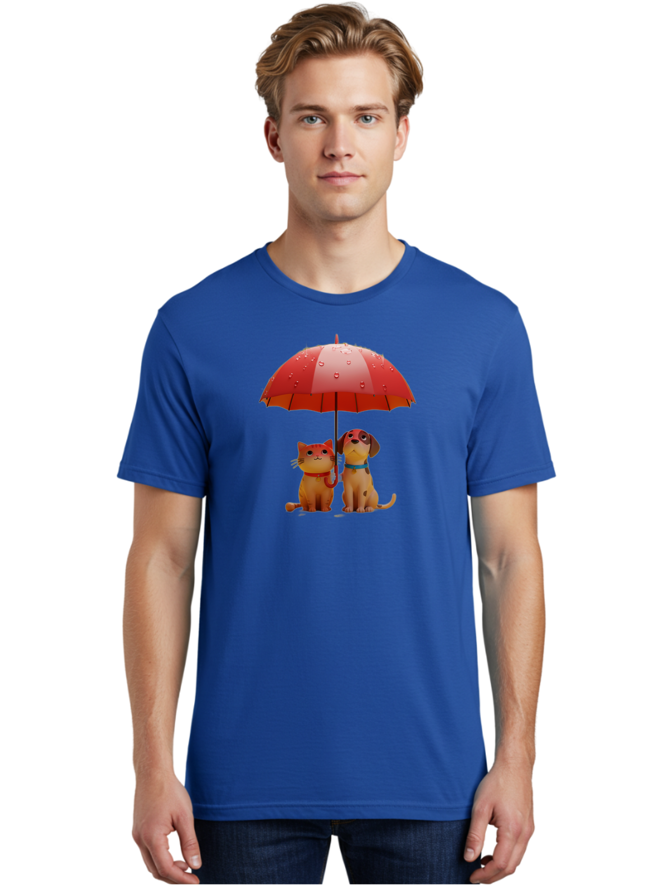Cat-And-Dog-Under-Umbrella-4 Men'S Graphic Tee, 100% Cotton, Comfortable Casual Summer Wear, Machine Washable, Vintage Camera, Old Camera, Antique Camera, Black Camera, Classic Photography, Photography Equipment, Nostalgic Device, Film Camera, Baf718