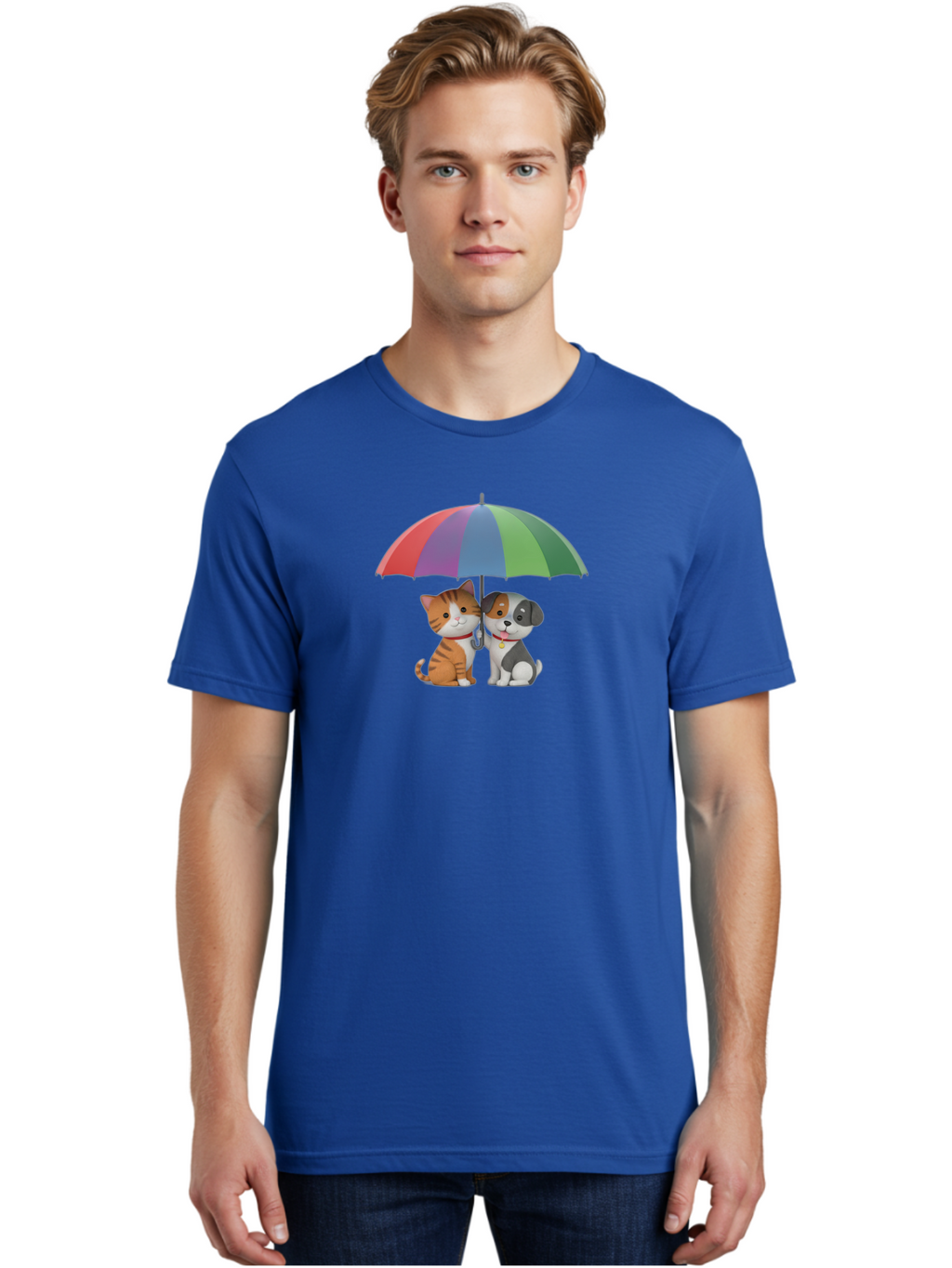 Cat-And-Dog-Under-Umbrella-5 Men'S Graphic Tee, 100% Cotton, Comfortable Casual Summer Wear, Machine Washable, Vintage Camera, Old Camera, Antique Camera, Black Camera, Classic Photography, Photography Equipment, Nostalgic Device, Film Camera, Baf719