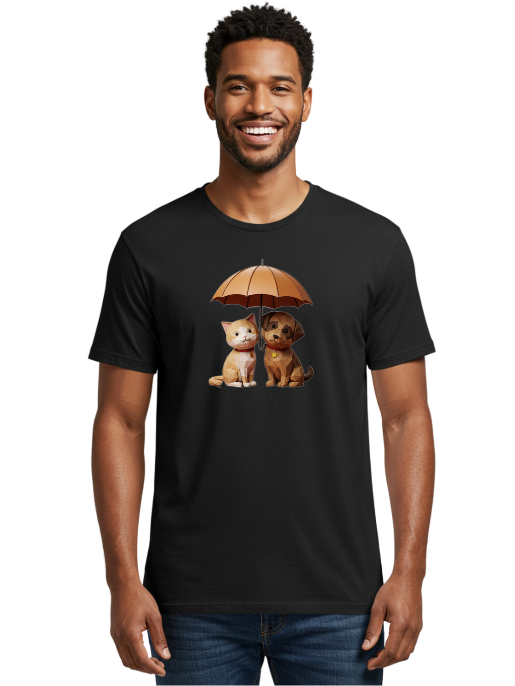 Cat-And-Dog-Under-Umbrella-7 Men'S Graphic Tee, 100% Cotton, Comfortable Casual Summer Wear, Machine Washable, Vintage Camera, Old Camera, Antique Camera, Black Camera, Classic Photography, Photography Equipment, Nostalgic Device, Film Camera, Baf721