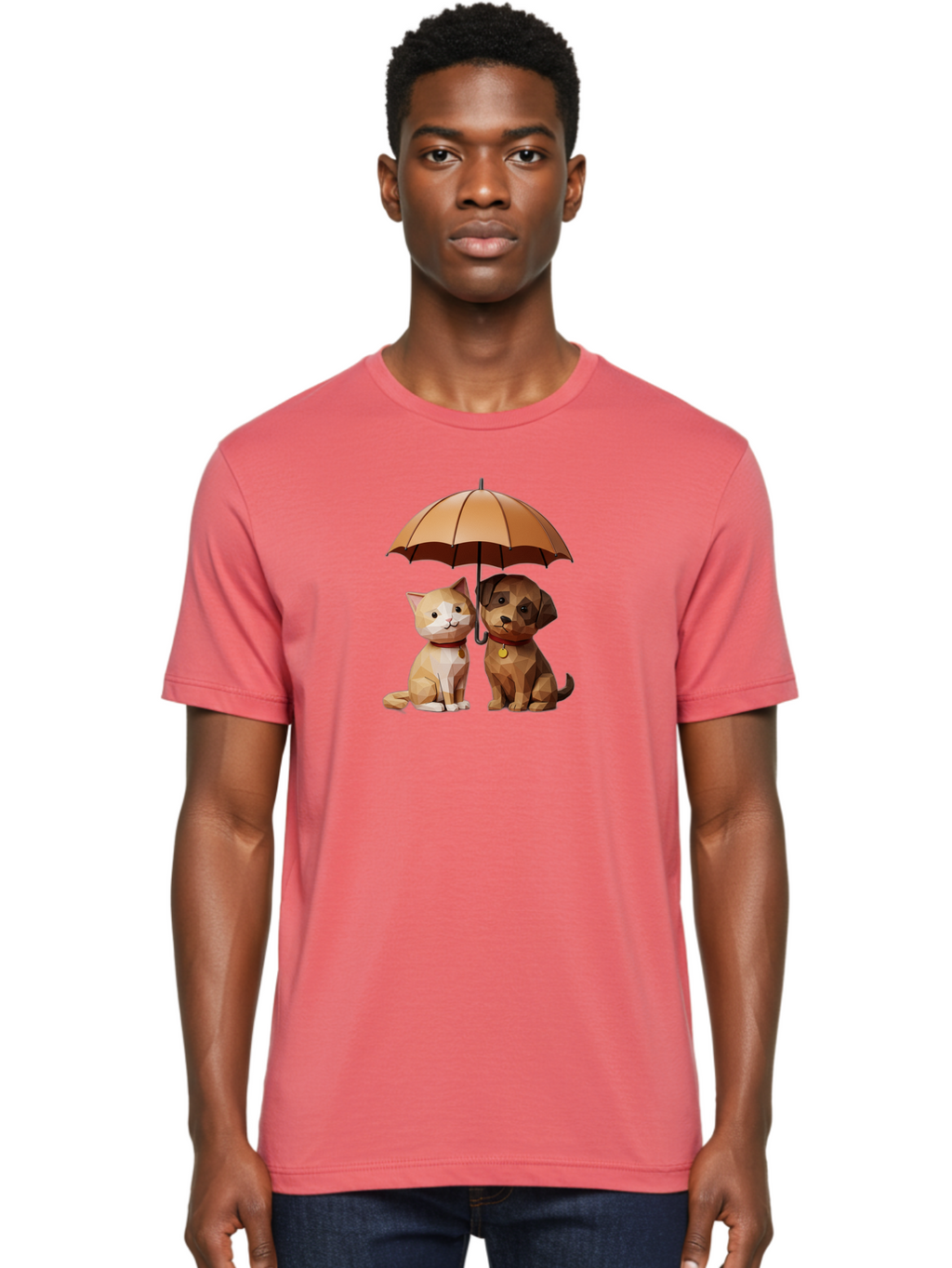 Cat-And-Dog-Under-Umbrella-7 Men'S Graphic Tee, 100% Cotton, Comfortable Casual Summer Wear, Machine Washable, Vintage Camera, Old Camera, Antique Camera, Black Camera, Classic Photography, Photography Equipment, Nostalgic Device, Film Camera, Baf721