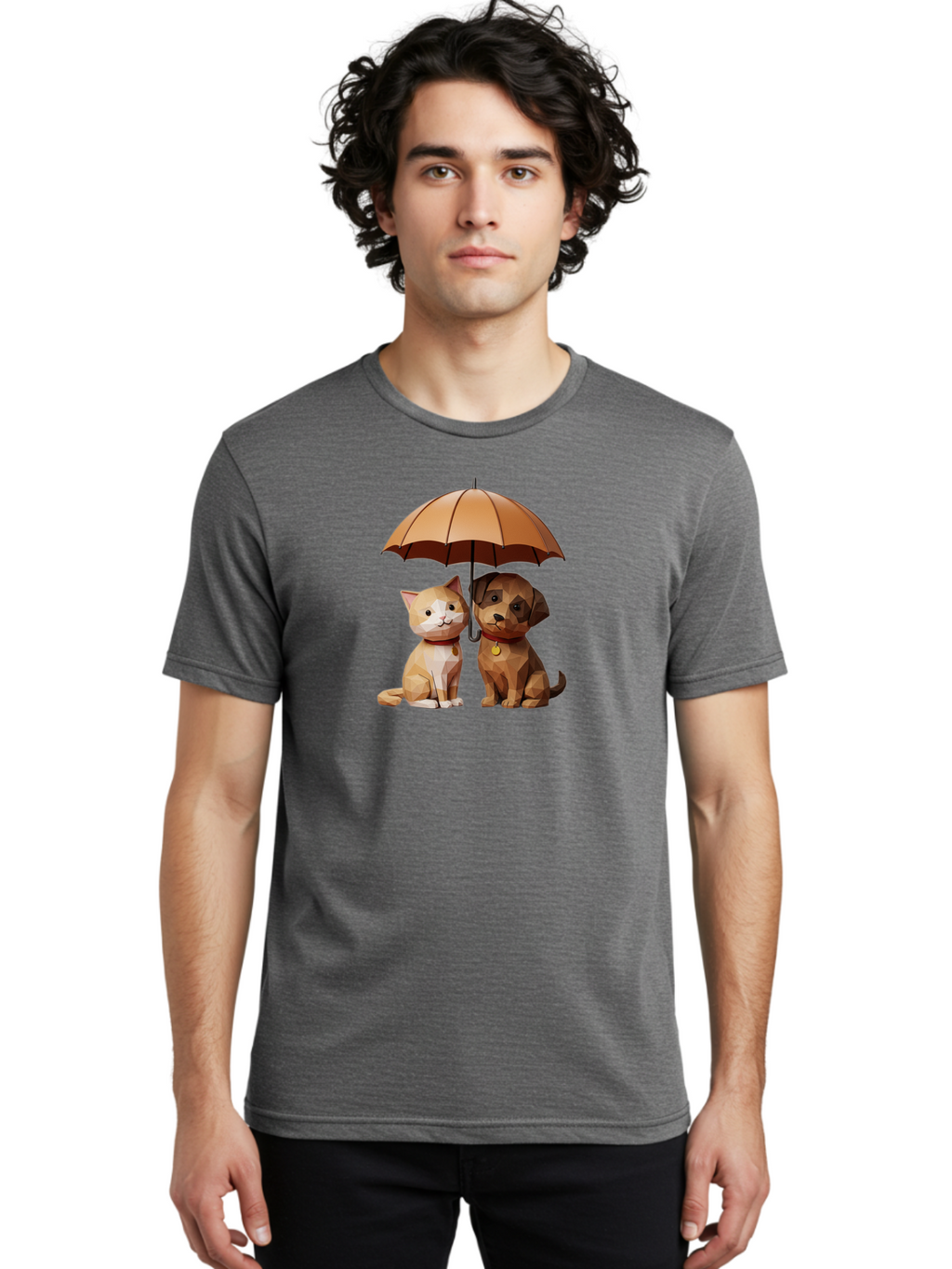 Cat-And-Dog-Under-Umbrella-7 Men'S Graphic Tee, 100% Cotton, Comfortable Casual Summer Wear, Machine Washable, Vintage Camera, Old Camera, Antique Camera, Black Camera, Classic Photography, Photography Equipment, Nostalgic Device, Film Camera, Baf721