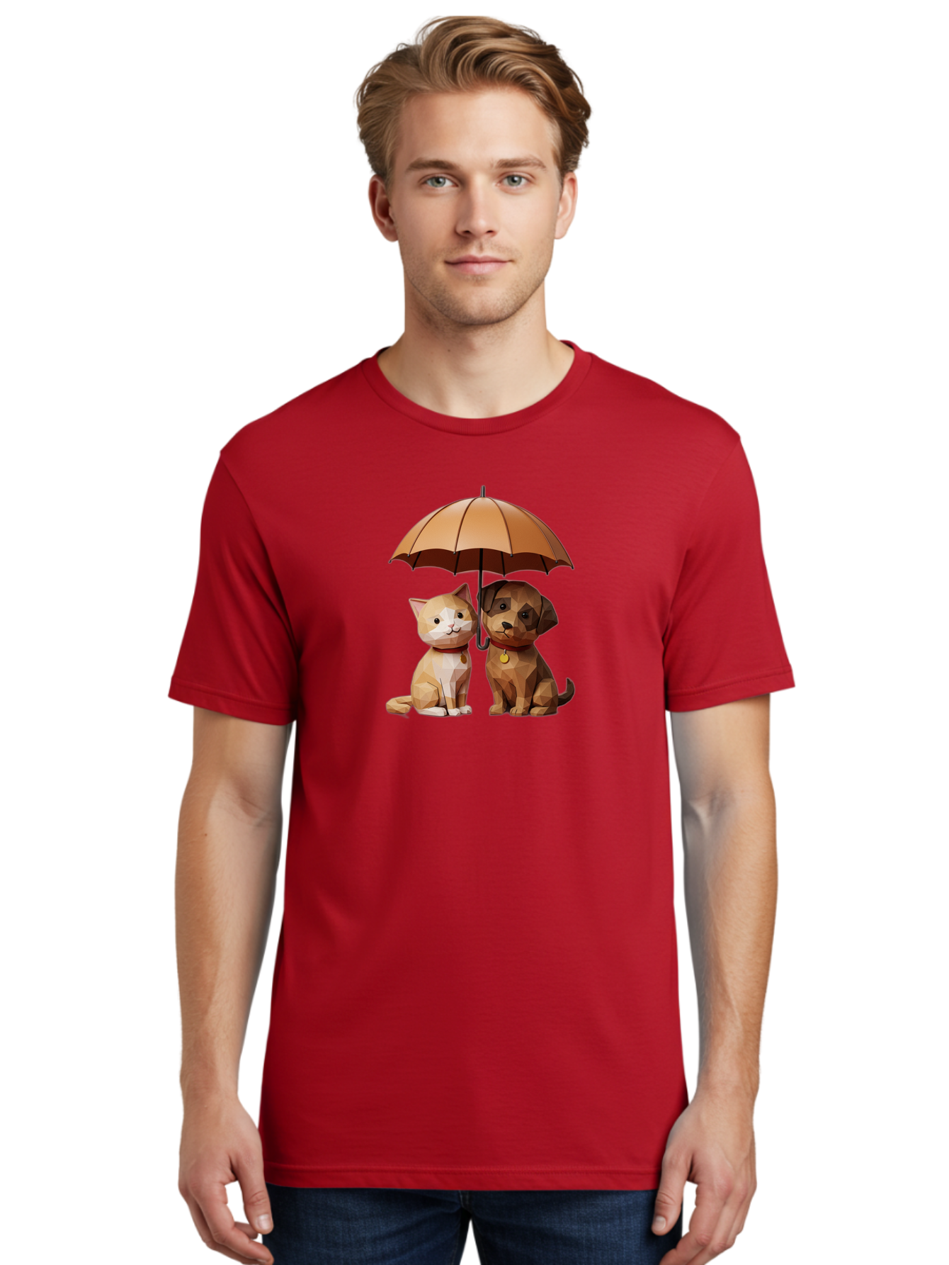 Cat-And-Dog-Under-Umbrella-7 Men'S Graphic Tee, 100% Cotton, Comfortable Casual Summer Wear, Machine Washable, Vintage Camera, Old Camera, Antique Camera, Black Camera, Classic Photography, Photography Equipment, Nostalgic Device, Film Camera, Baf721