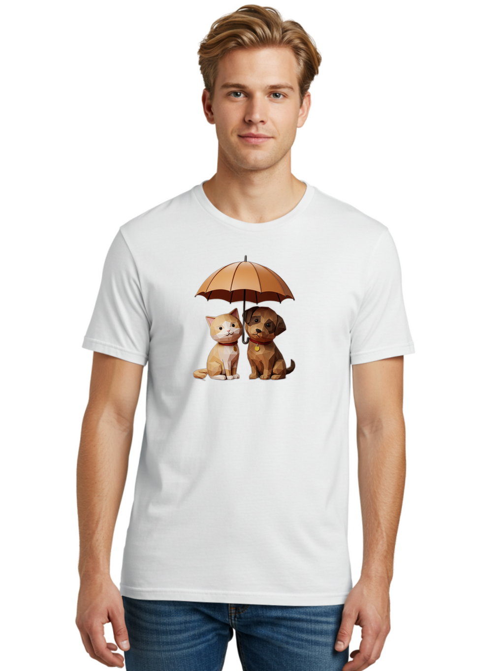 Cat-And-Dog-Under-Umbrella-7 Men'S Graphic Tee, 100% Cotton, Comfortable Casual Summer Wear, Machine Washable, Vintage Camera, Old Camera, Antique Camera, Black Camera, Classic Photography, Photography Equipment, Nostalgic Device, Film Camera, Baf721