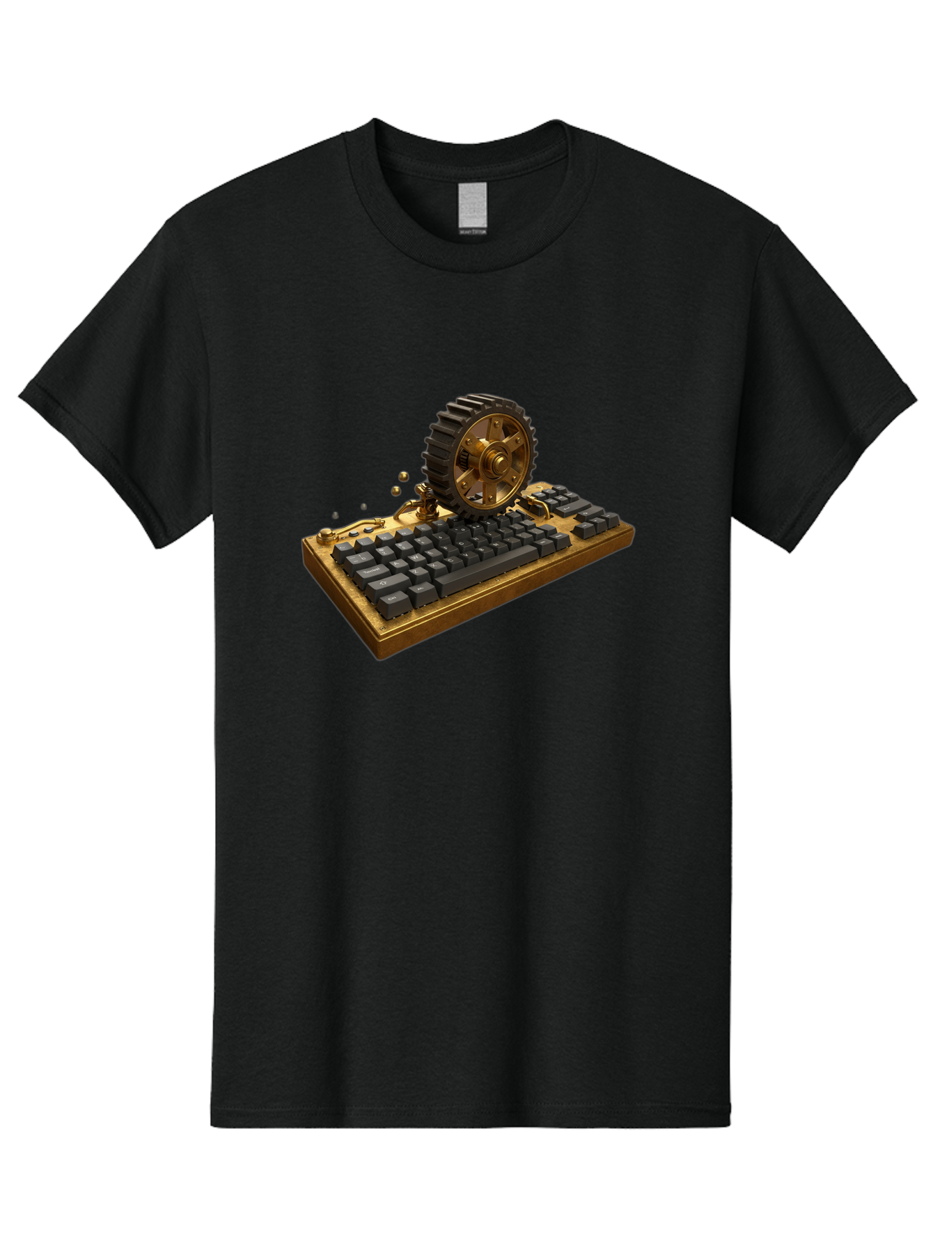Cog-Wheel-Keyboard Men'S Graphic Tee, 100% Cotton, Comfortable Casual Summer Wear, Machine Washable, Vintage Camera, Old Camera, Antique Camera, Black Camera, Classic Photography, Photography Equipment, Nostalgic Device, Film Camera, Baf727