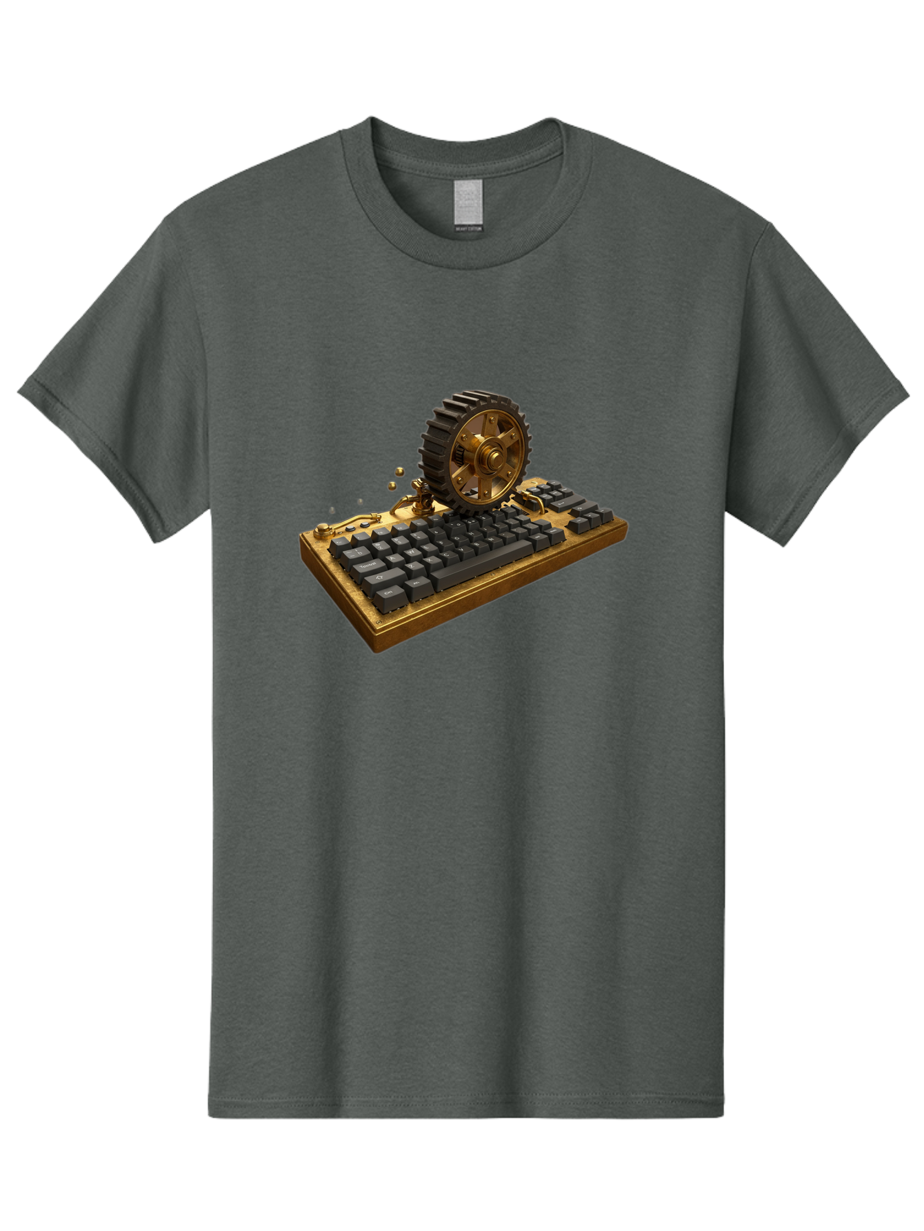 Cog-Wheel-Keyboard Men'S Graphic Tee, 100% Cotton, Comfortable Casual Summer Wear, Machine Washable, Vintage Camera, Old Camera, Antique Camera, Black Camera, Classic Photography, Photography Equipment, Nostalgic Device, Film Camera, Baf727