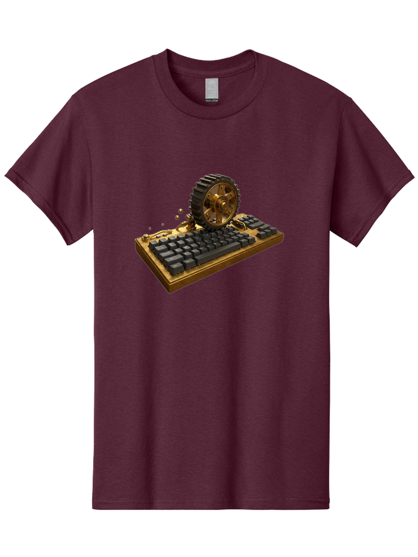 Cog-Wheel-Keyboard Men'S Graphic Tee, 100% Cotton, Comfortable Casual Summer Wear, Machine Washable, Vintage Camera, Old Camera, Antique Camera, Black Camera, Classic Photography, Photography Equipment, Nostalgic Device, Film Camera, Baf727