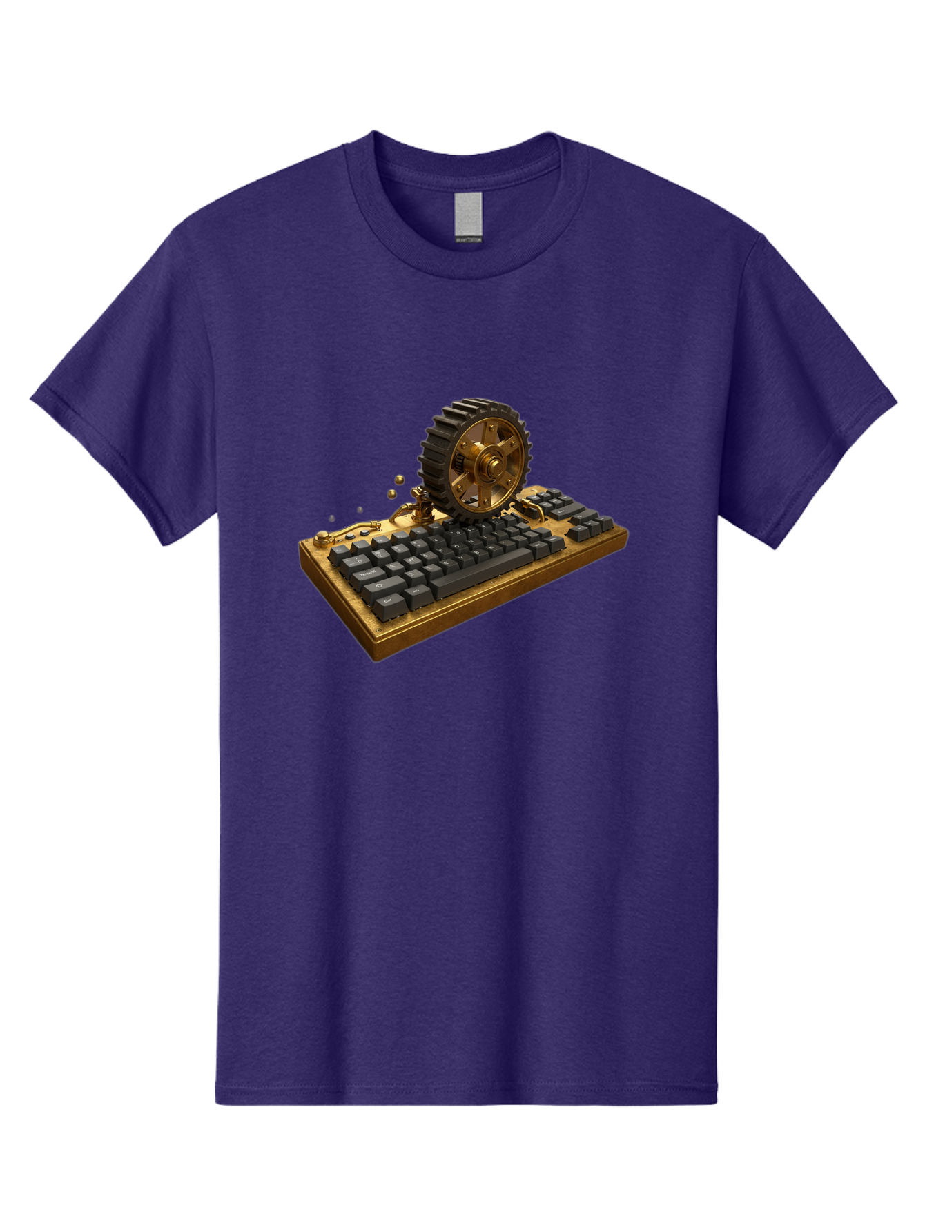 Cog-Wheel-Keyboard Men'S Graphic Tee, 100% Cotton, Comfortable Casual Summer Wear, Machine Washable, Vintage Camera, Old Camera, Antique Camera, Black Camera, Classic Photography, Photography Equipment, Nostalgic Device, Film Camera, Baf727