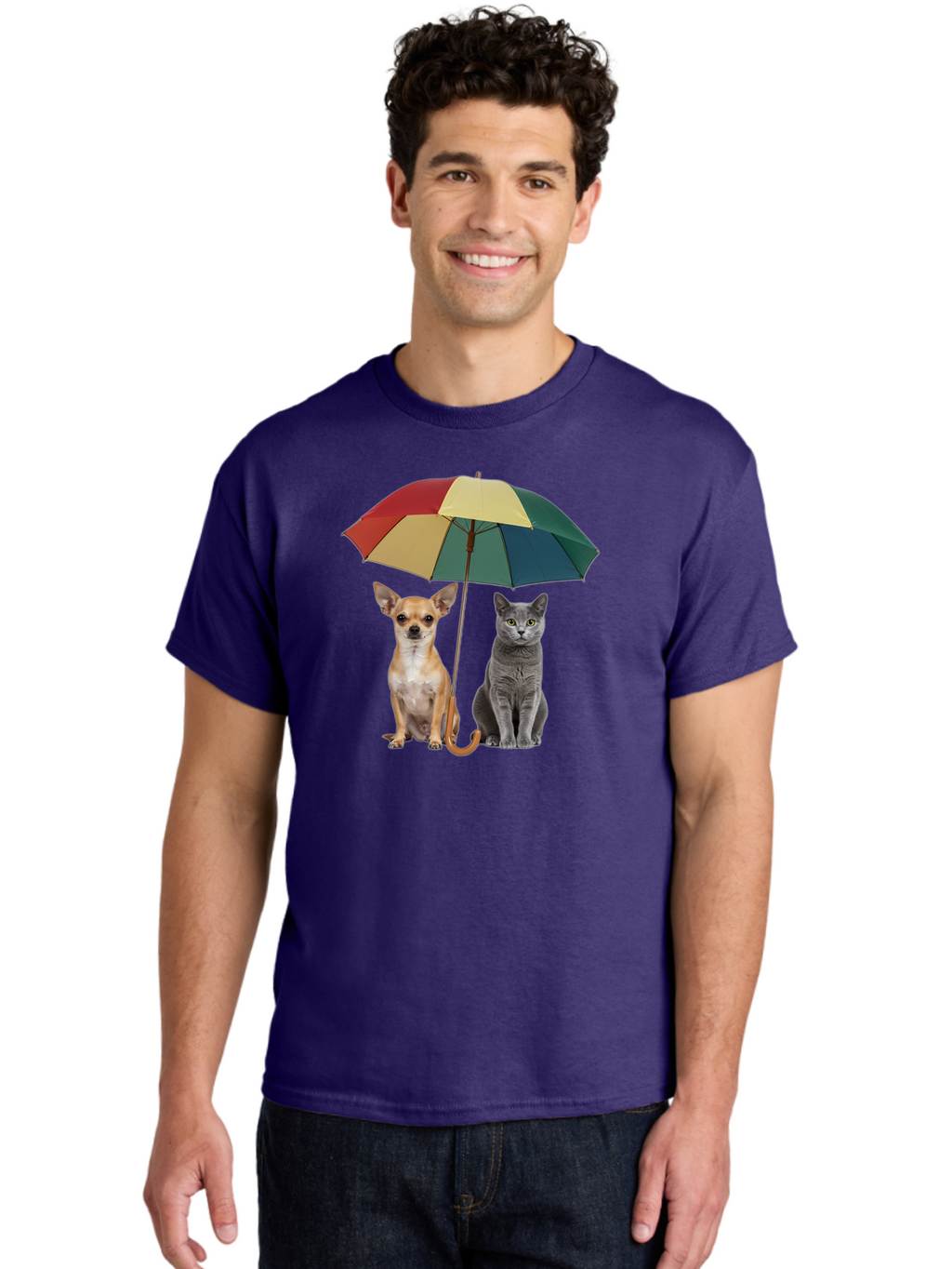 Colorful-Umbrella-Cat-Dog Men'S Graphic Tee, 100% Cotton, Comfortable Casual Summer Wear, Machine Washable, Vintage Camera, Old Camera, Antique Camera, Black Camera, Classic Photography, Photography Equipment, Nostalgic Device, Film Camera, Baf728
