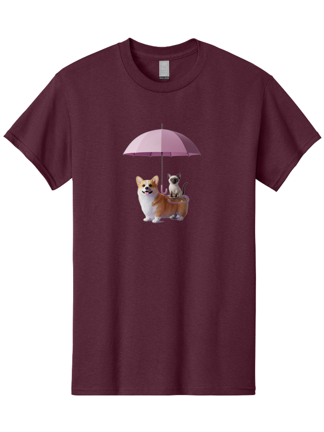 Corgi-And-Cat-Under-Umbrella Men'S Graphic Tee, 100% Cotton, Comfortable Casual Summer Wear, Machine Washable, Vintage Camera, Old Camera, Antique Camera, Black Camera, Classic Photography, Photography Equipment, Nostalgic Device, Film Camera, Baf729