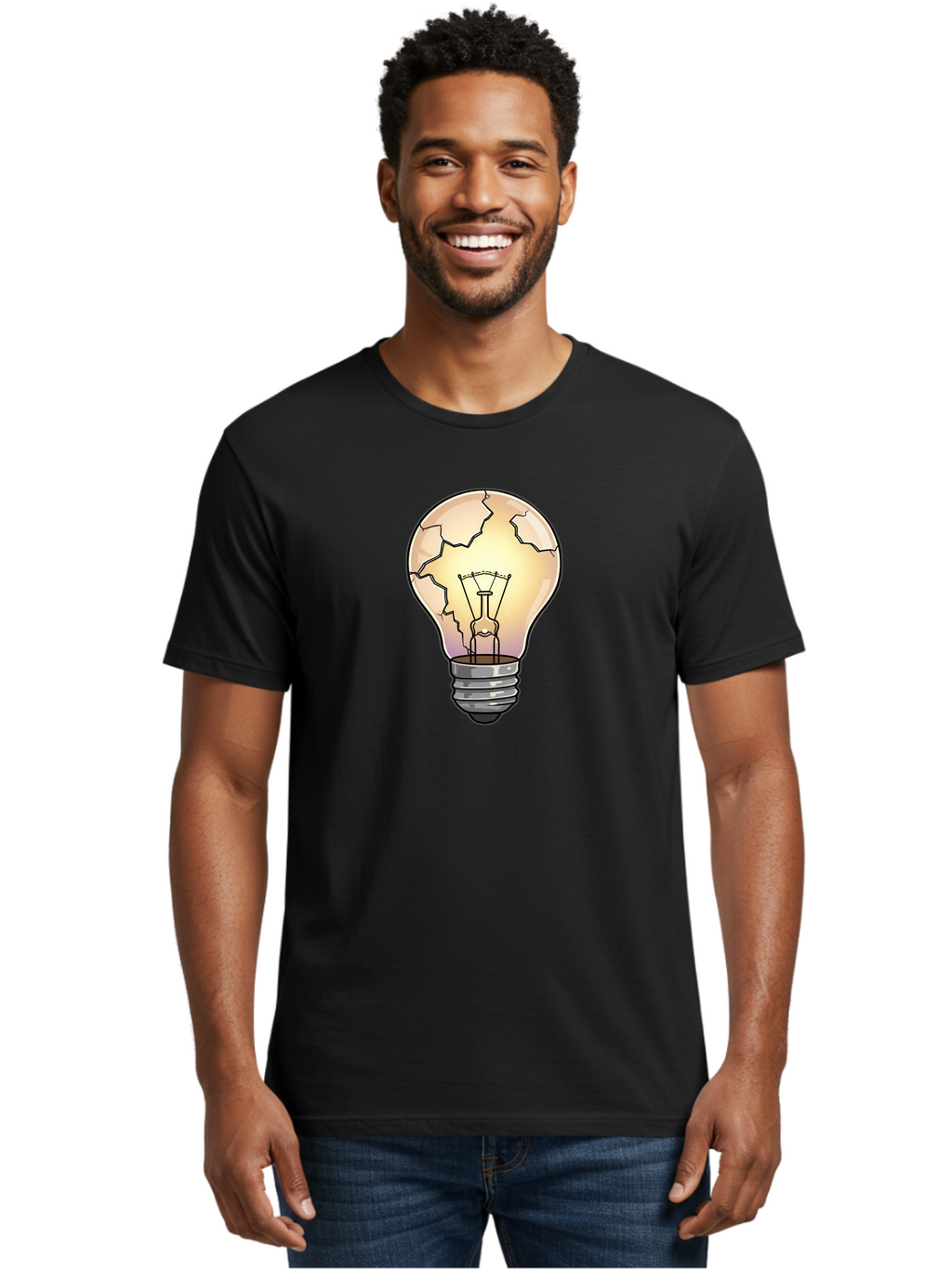 Cracked-Light-Bulb-11 Men'S Graphic Tee, 100% Cotton, Comfortable Casual Summer Wear, Machine Washable, Vintage Camera, Old Camera, Antique Camera, Black Camera, Classic Photography, Photography Equipment, Nostalgic Device, Film Camera, Baf733