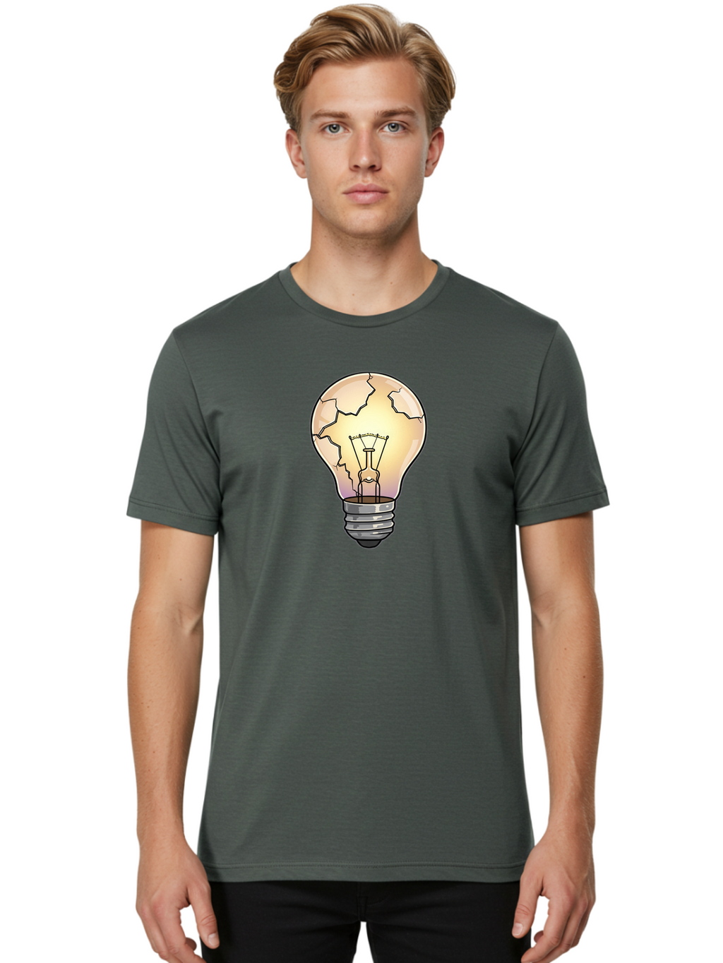 Cracked-Light-Bulb-11 Men'S Graphic Tee, 100% Cotton, Comfortable Casual Summer Wear, Machine Washable, Vintage Camera, Old Camera, Antique Camera, Black Camera, Classic Photography, Photography Equipment, Nostalgic Device, Film Camera, Baf733